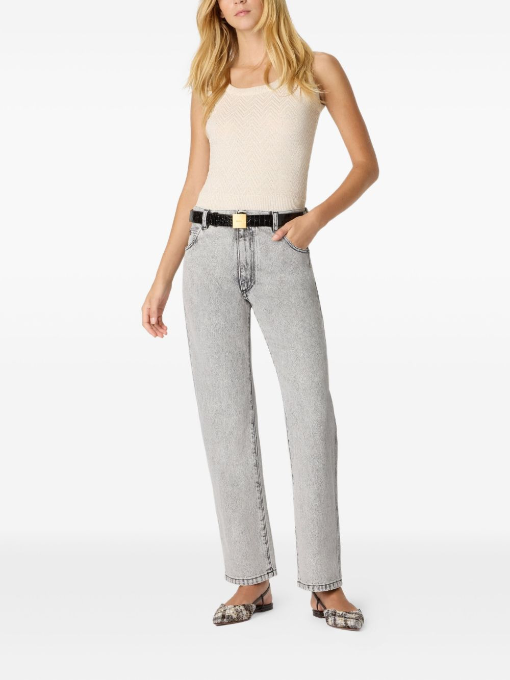 herringbone-pattern sleeveless top - 2