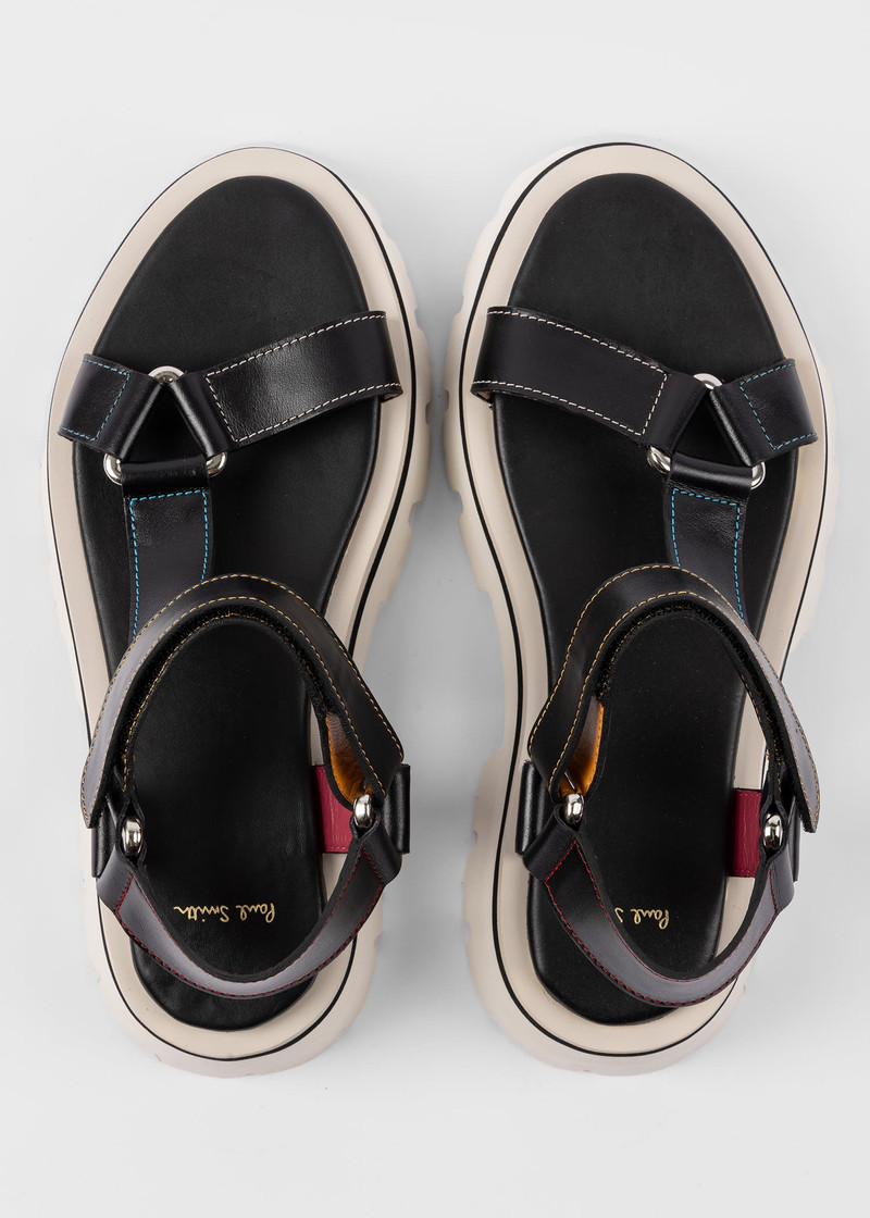 Black Leather 'Eisley' Chunky Sandals 5