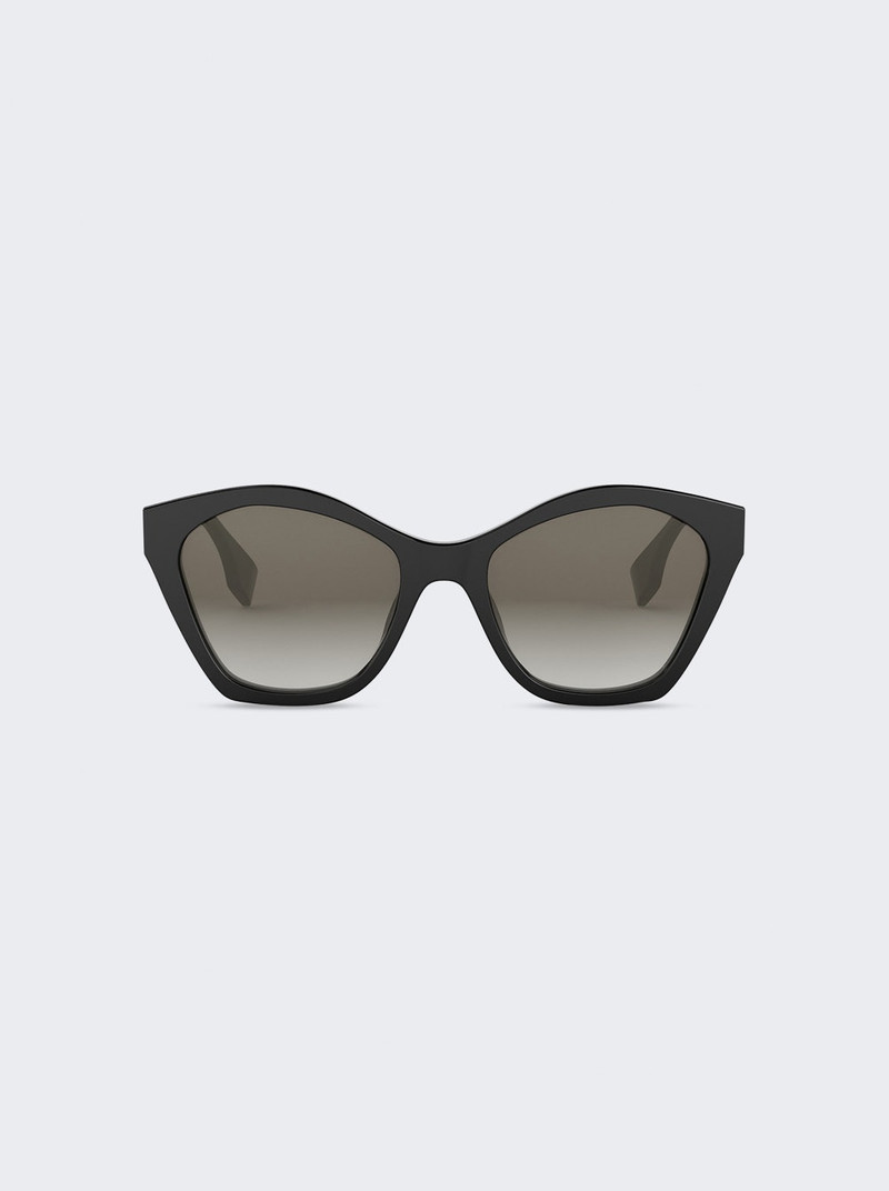 Lettering Cat-eye Sunglasses Shiny Black - 1