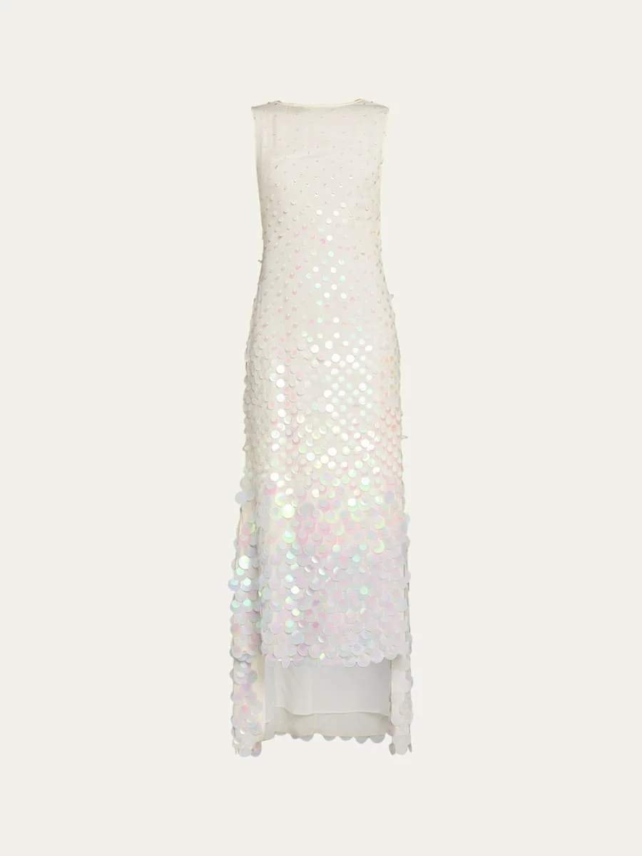Embellished Silk High-Low Dress - 1