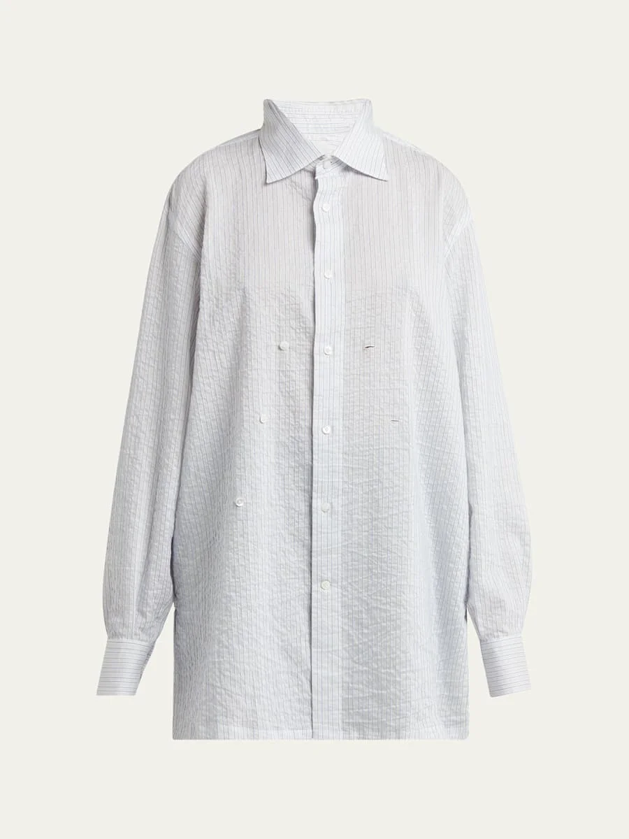 Stripe Button Down Blouse - 1