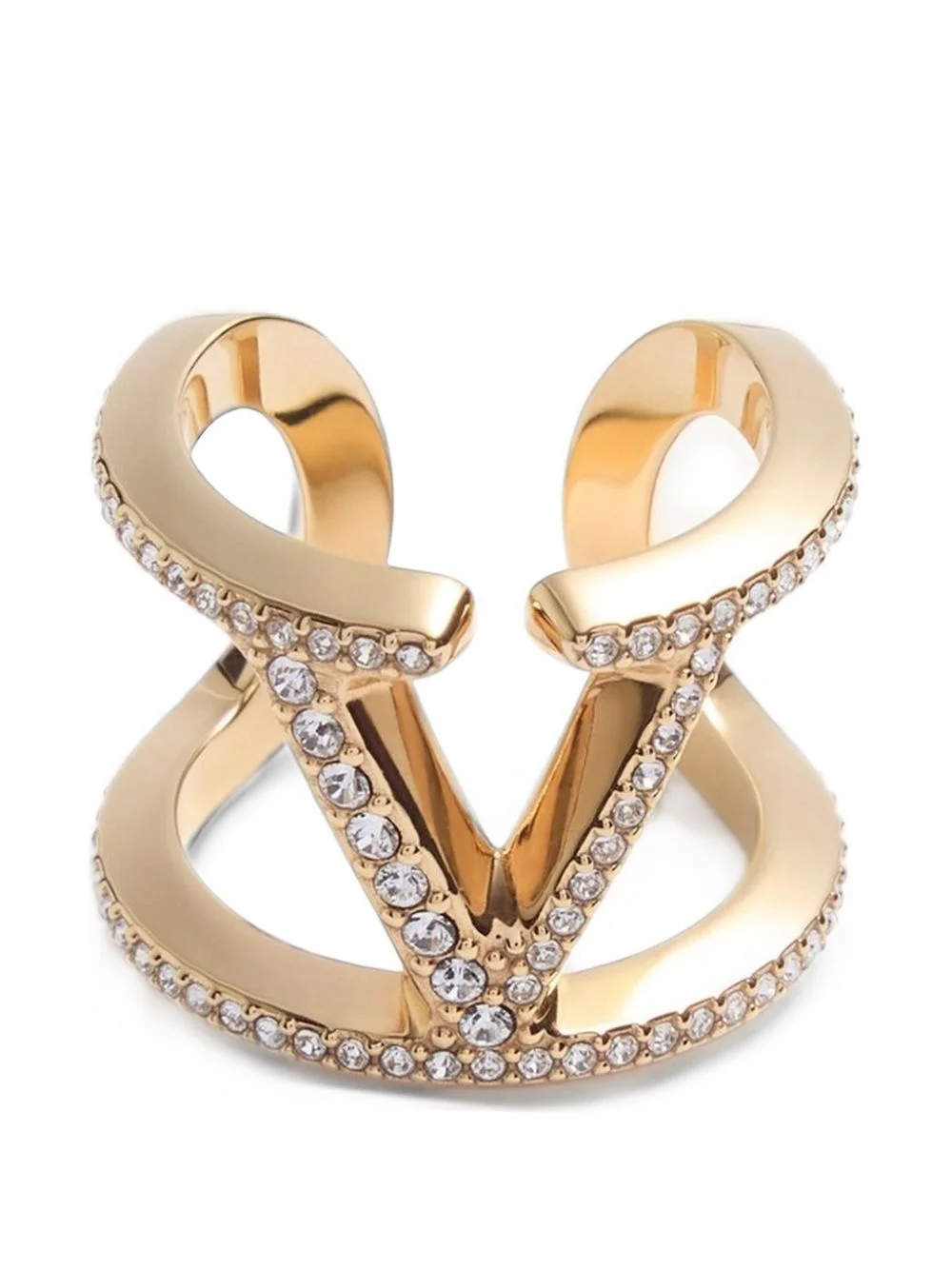 VLogo Signature rhinestone ring - 1