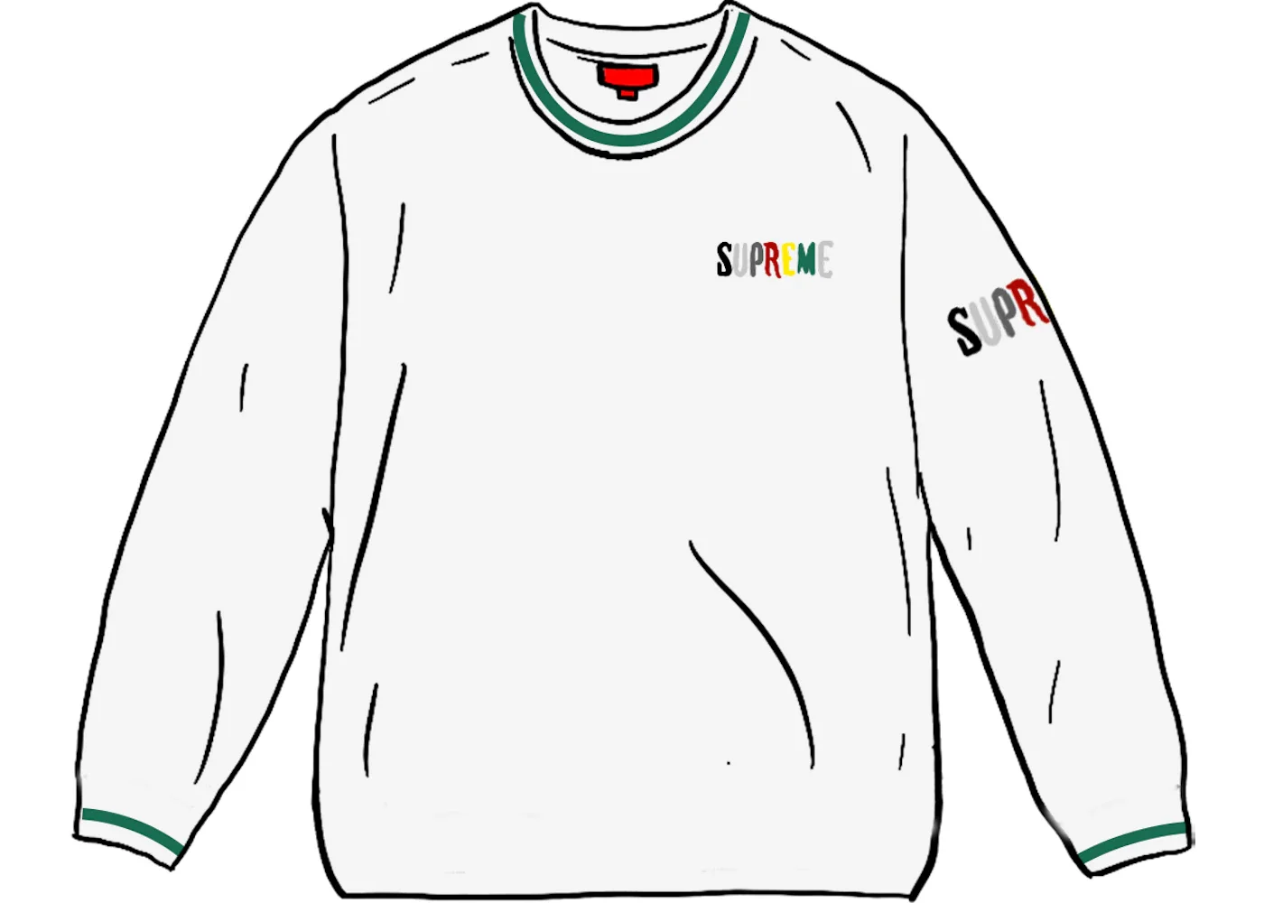 Supreme Multi Color Logo L/S Top White - 1