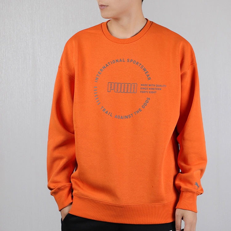 PUMA Alphabet Logo Printing Fleece Lined Round Neck Orange 597200-17 - 3