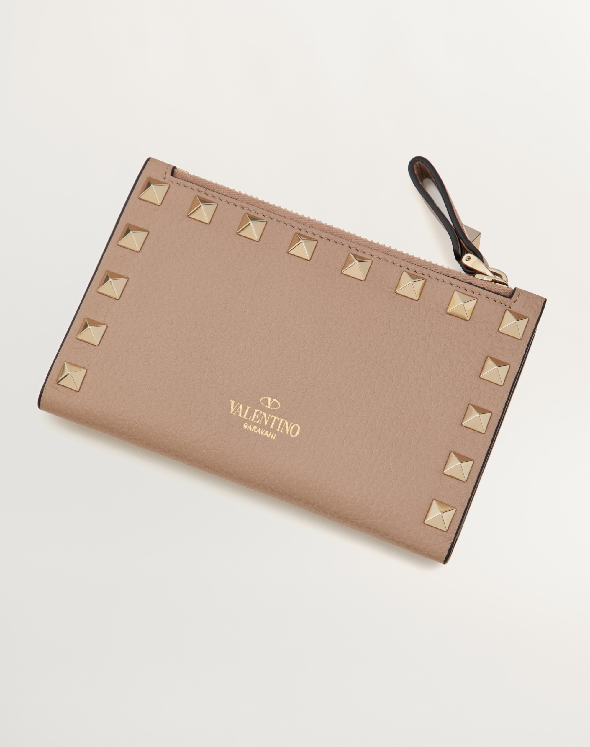 ROCKSTUD GRAINY CALFSKIN CARDHOLDER WITH ZIPPER - 3