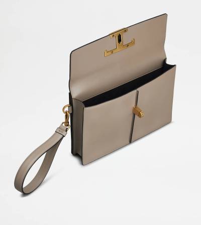Tod's TIMELESS CLUTCH BAG IN LEATHER - GREY outlook
