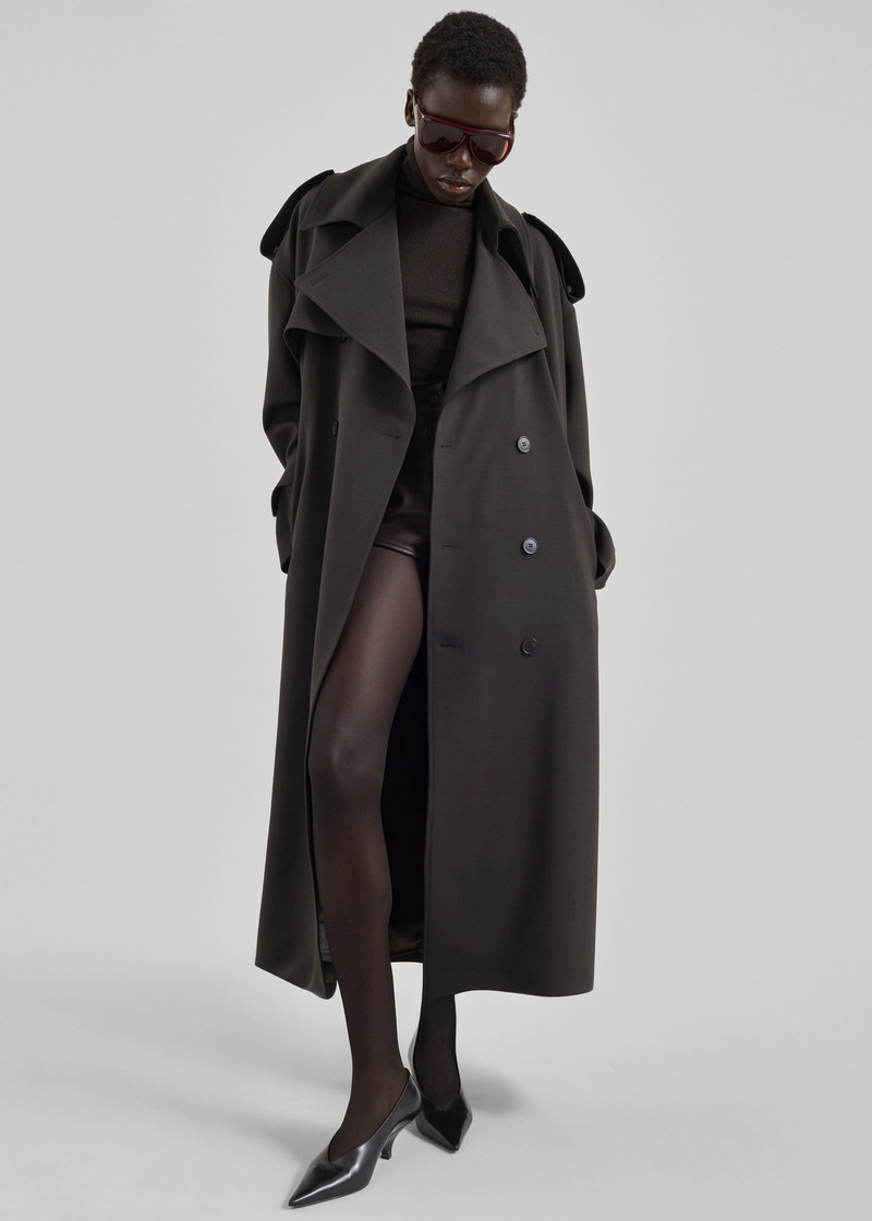 The Frankie Shop Dursley Tailored Trench Coat - Brown outlook