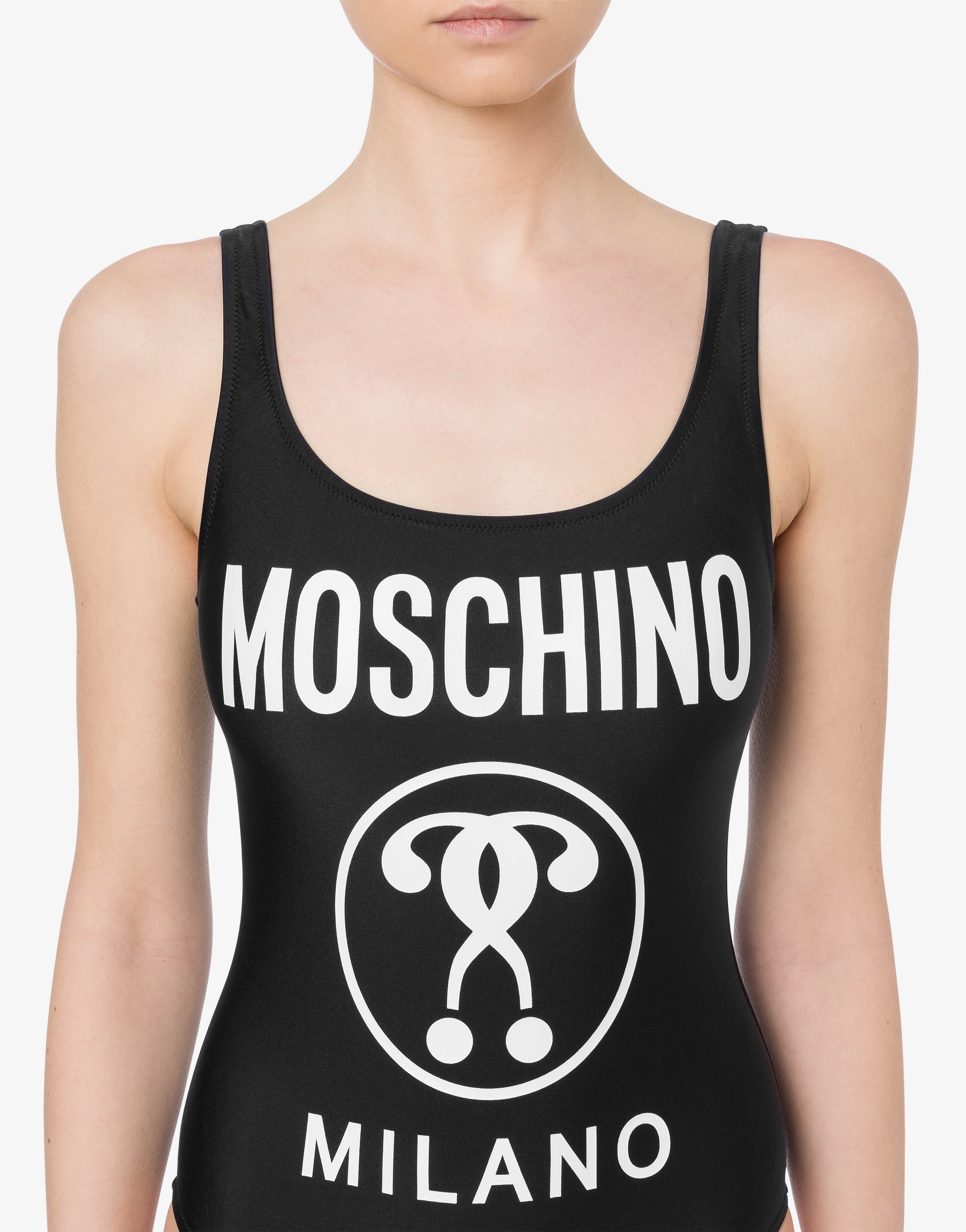 Moschino DOUBLE QUESTION MARK FLEECE ONE-PIECE SWIMSUIT | REVERSIBLE