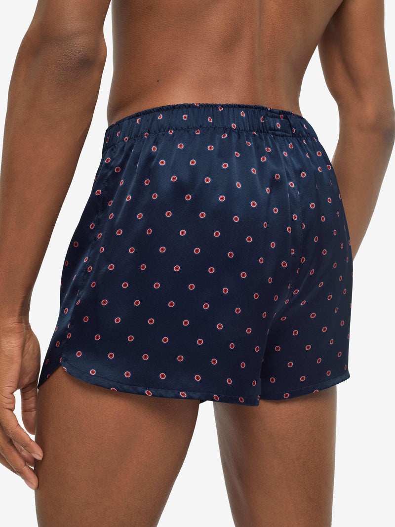 Men's Modern Fit Boxers Brindisi 79 Silk Satin Navy - 2