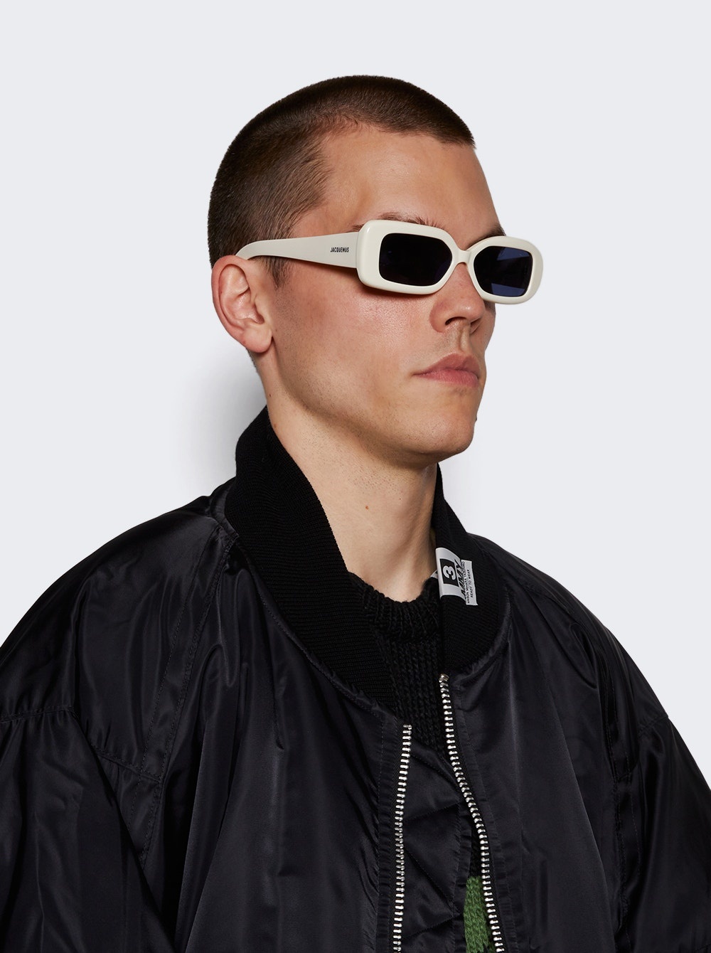 X Jacquemus Rond Rectangular Sunglasses White And Blue - 3