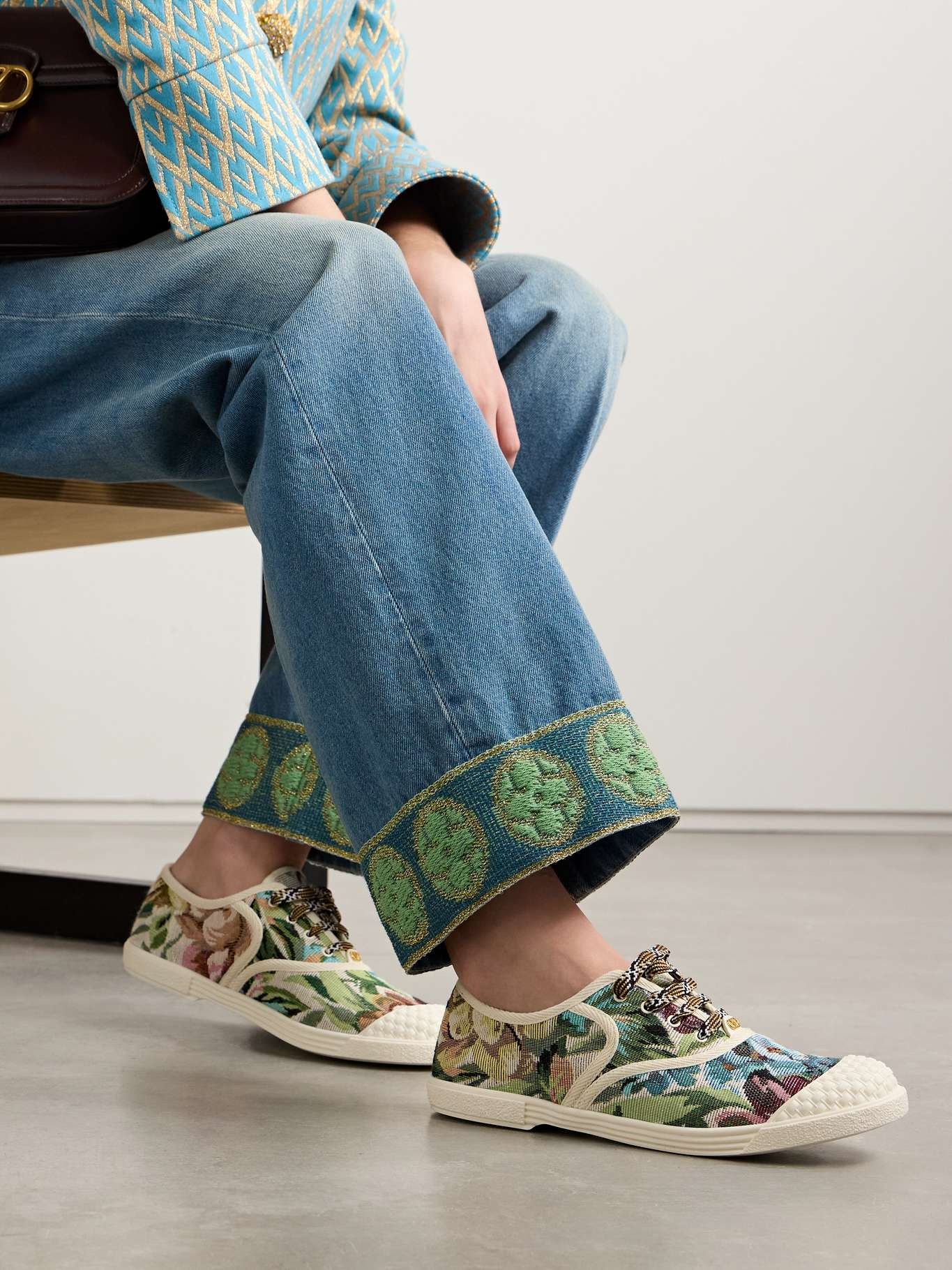 Bay by Bay rubber-trimmed metallic jacquard sneakers Multi - 2