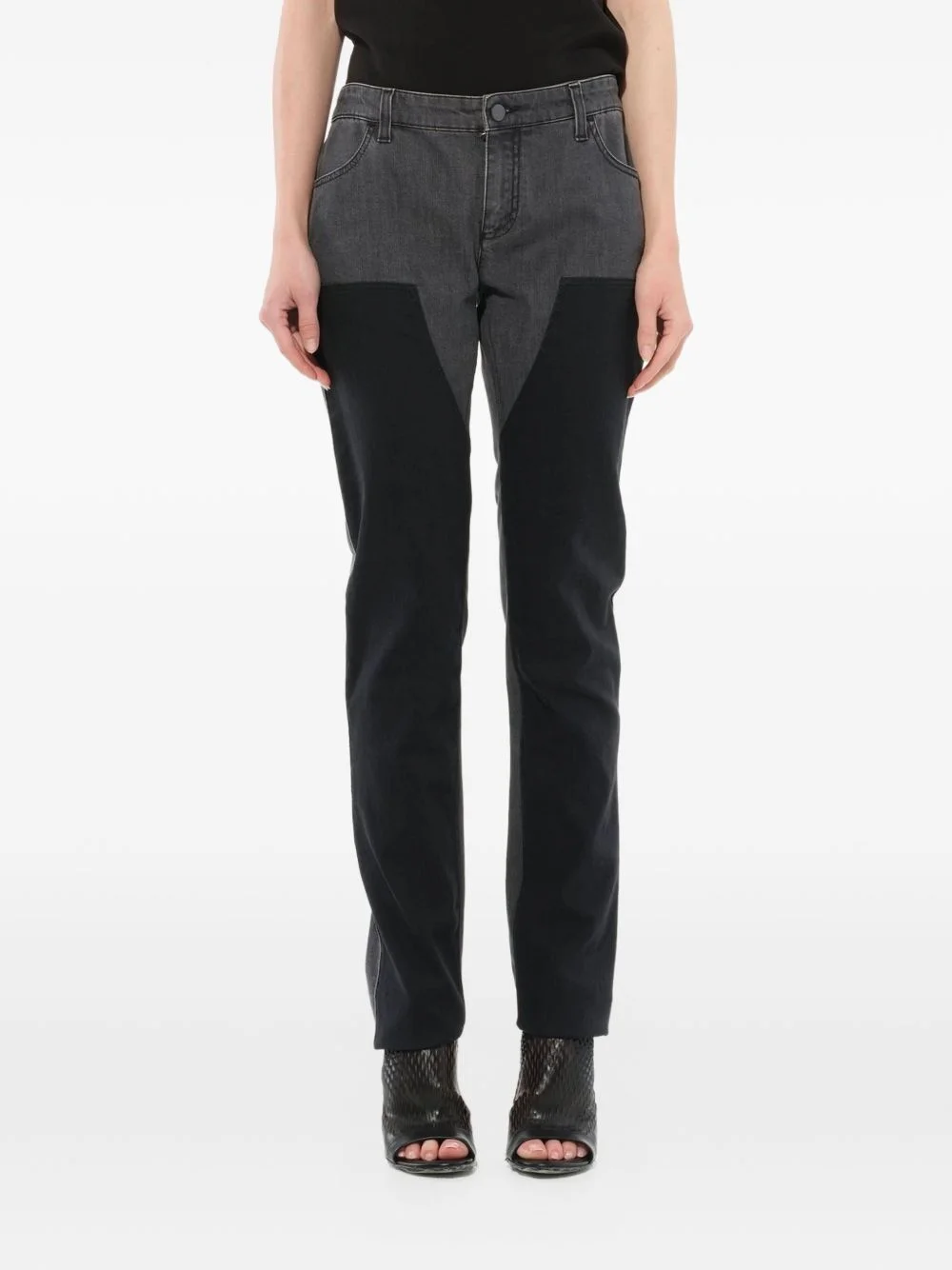 two-tone panelled jeans - 1