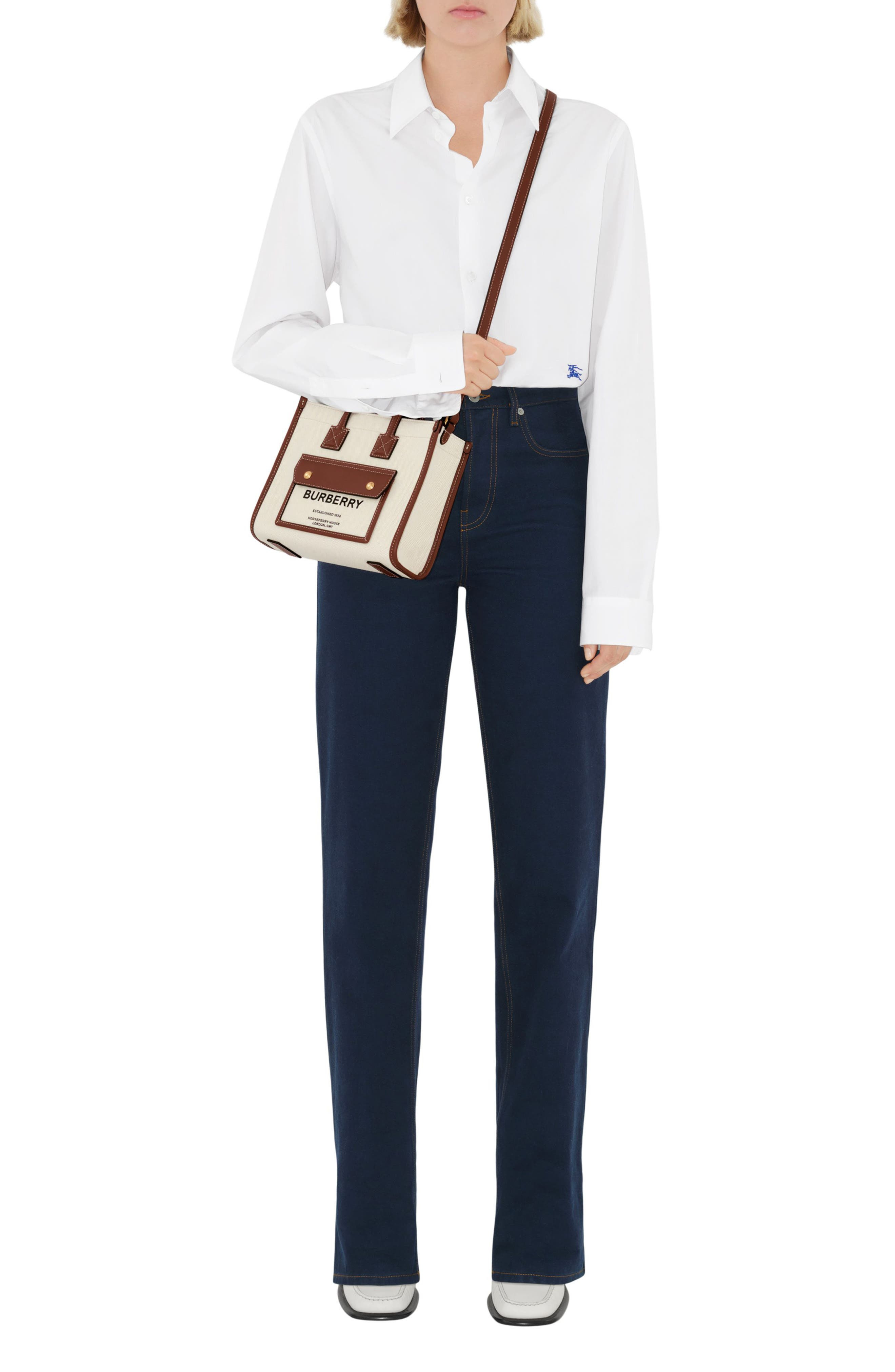 burberry Mini Towner Horseferry Print Canvas & Leather Tote in Natural/Tan at Nordstrom - 2
