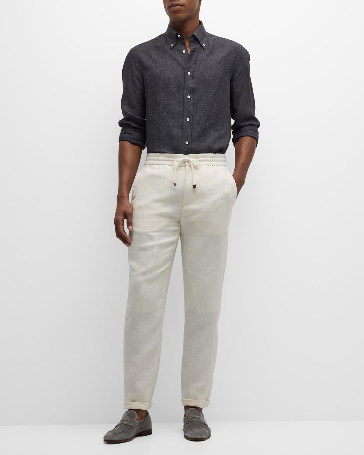 Men's Linen Casual Button-Down Shirt - 1