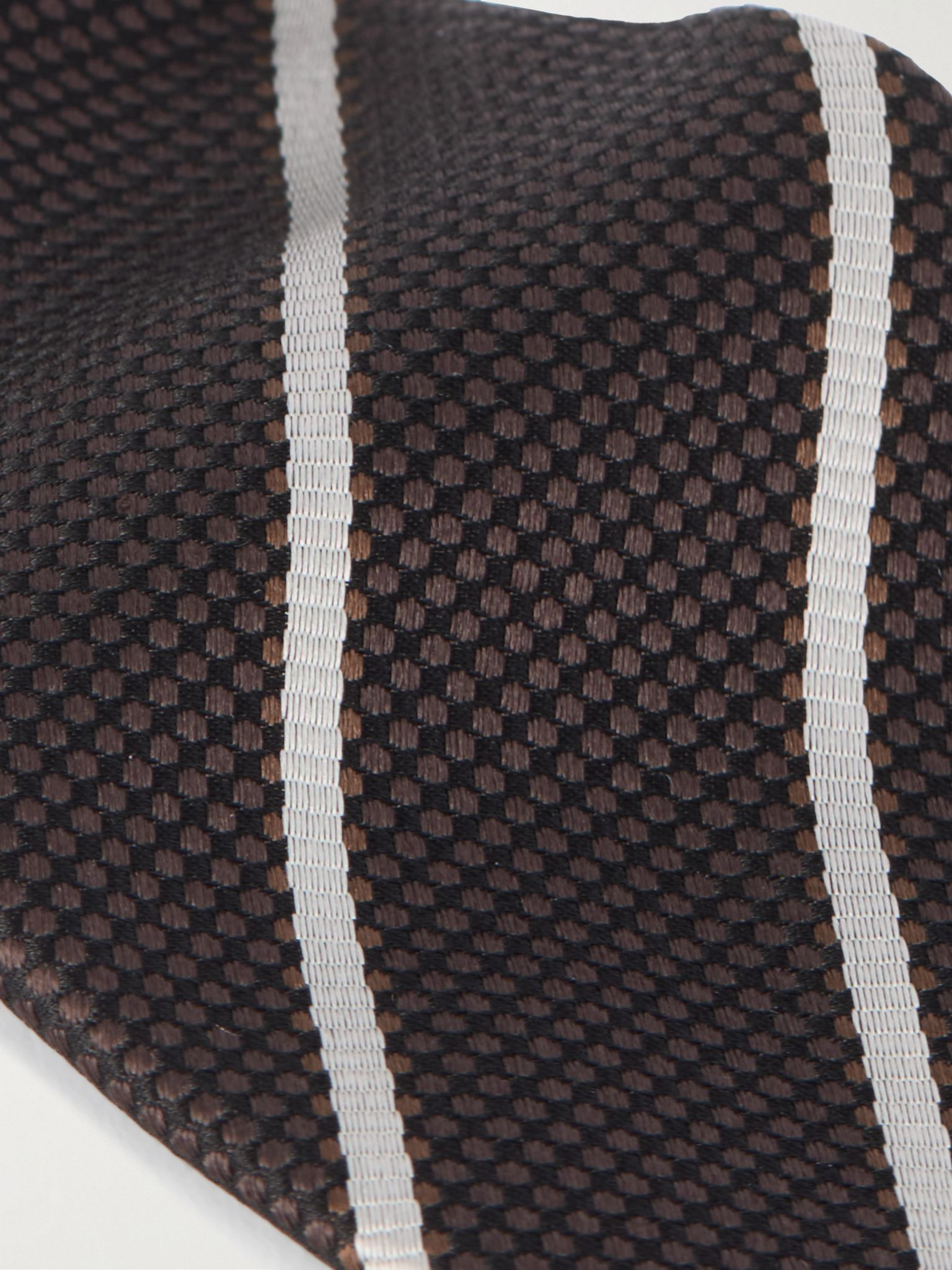 8cm Striped Silk-Jacquard Tie Brown - 3