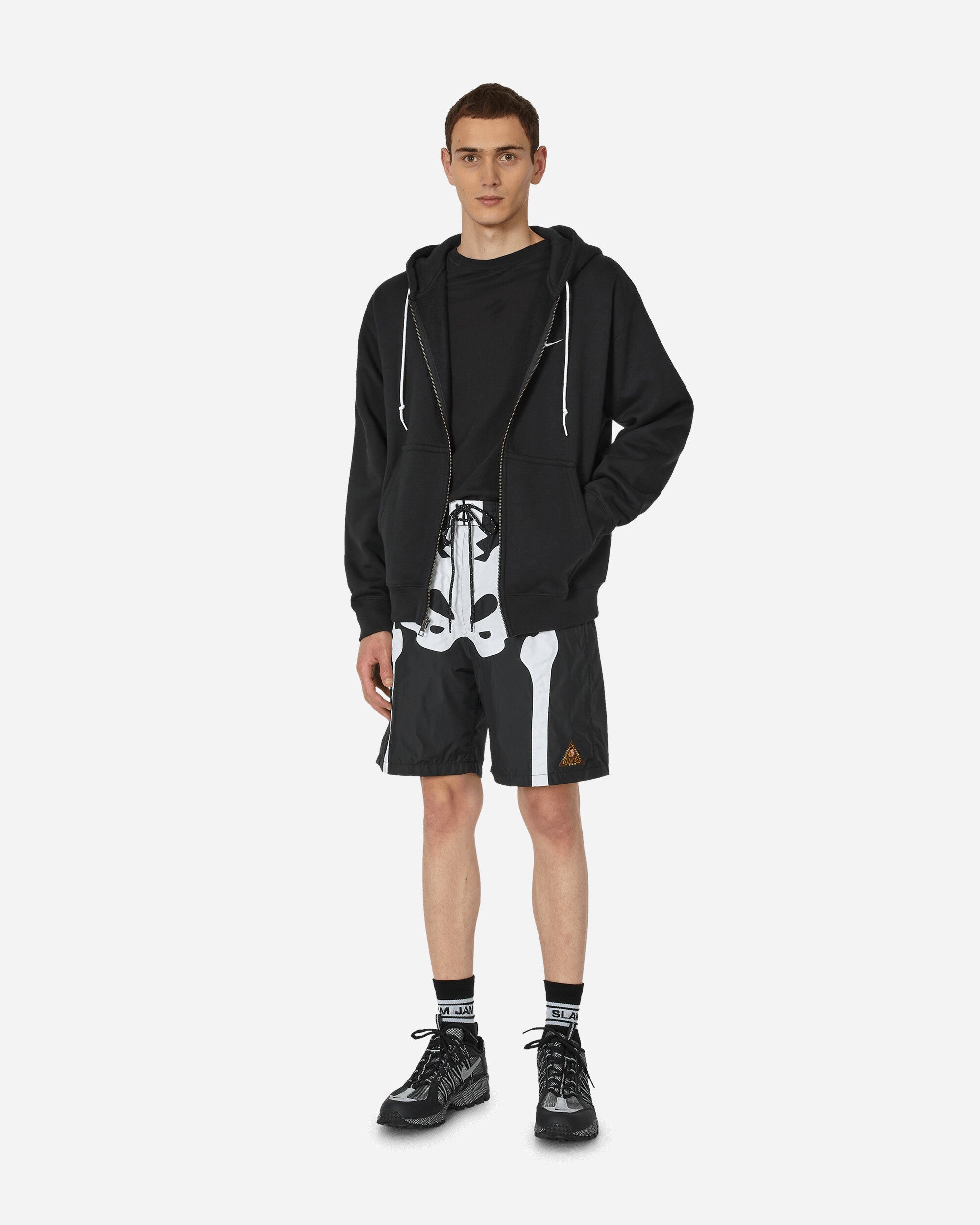Kapital Nylon Bone Swim Trunks Black | slamjam | REVERSIBLE