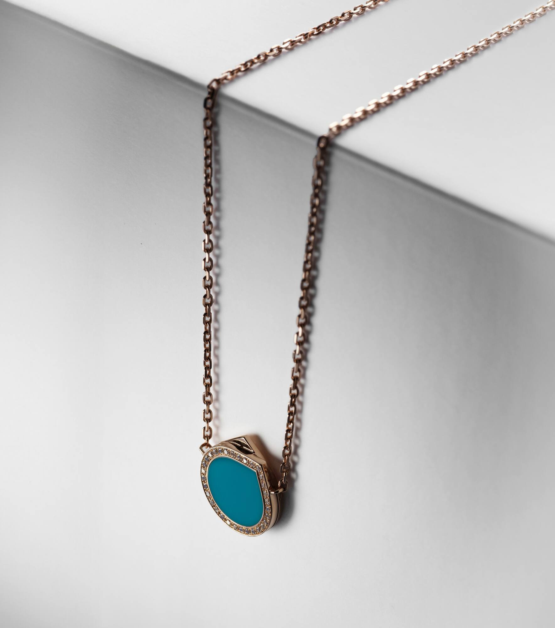 Antifer 18kt rose gold pendant necklace with turquoise and diamonds - 5