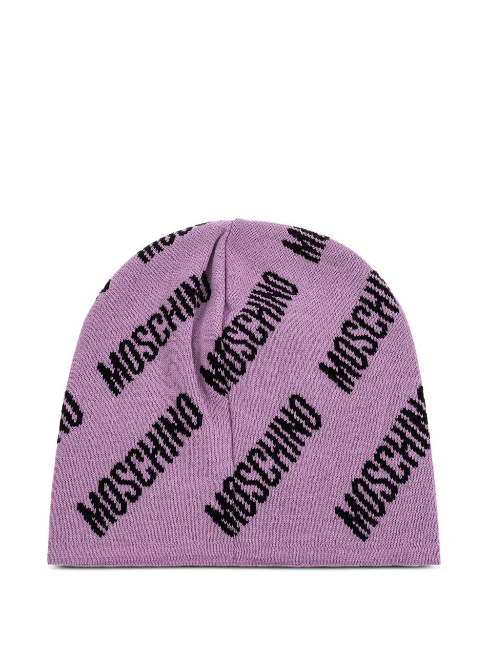 logo-pattern wool beanie - 2