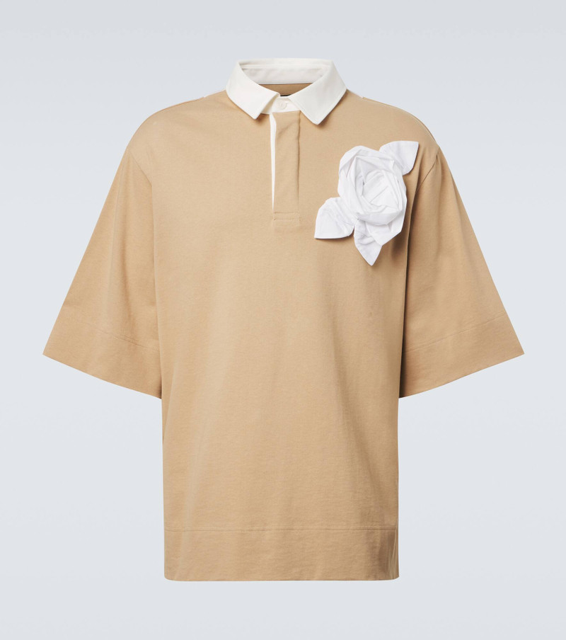 Floral-appliqué cotton jersey polo shirt 1