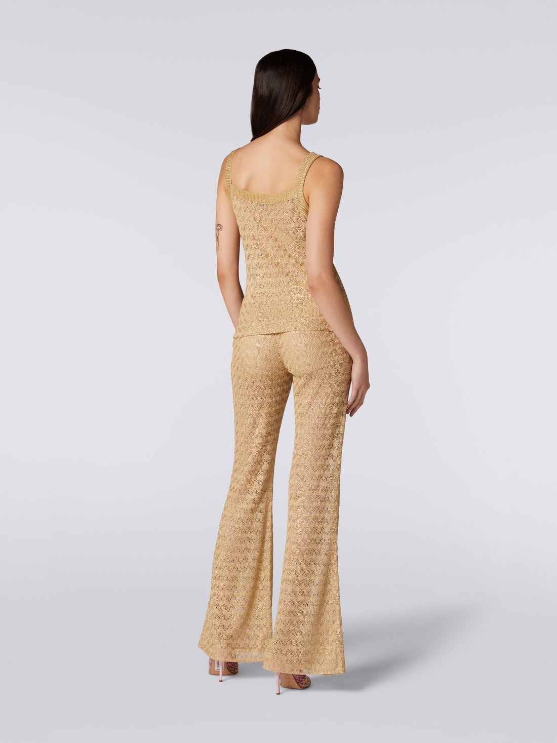 Lace-effect knitted tank top with lamé - 4