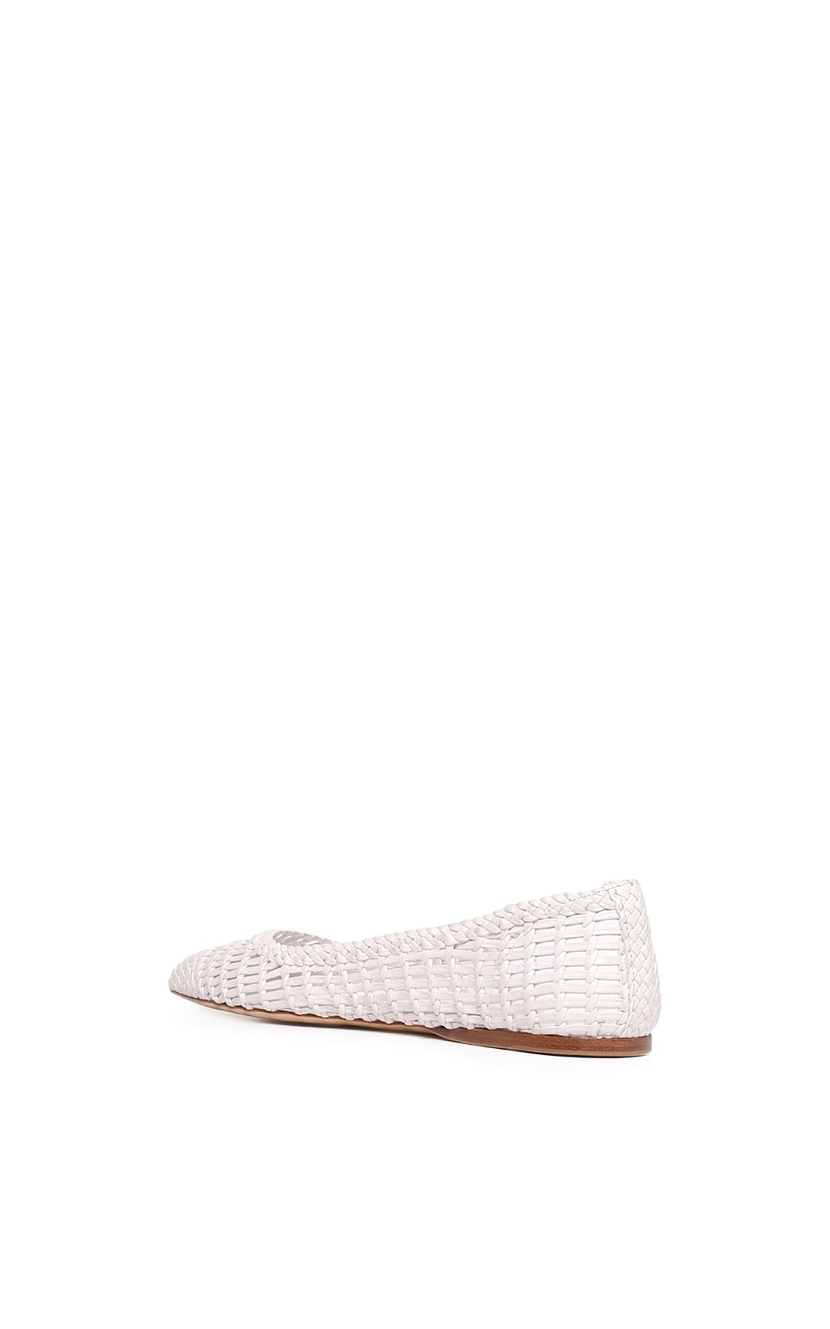 Aurora Braided Flat Shoe in Pearlized White Leather - 3