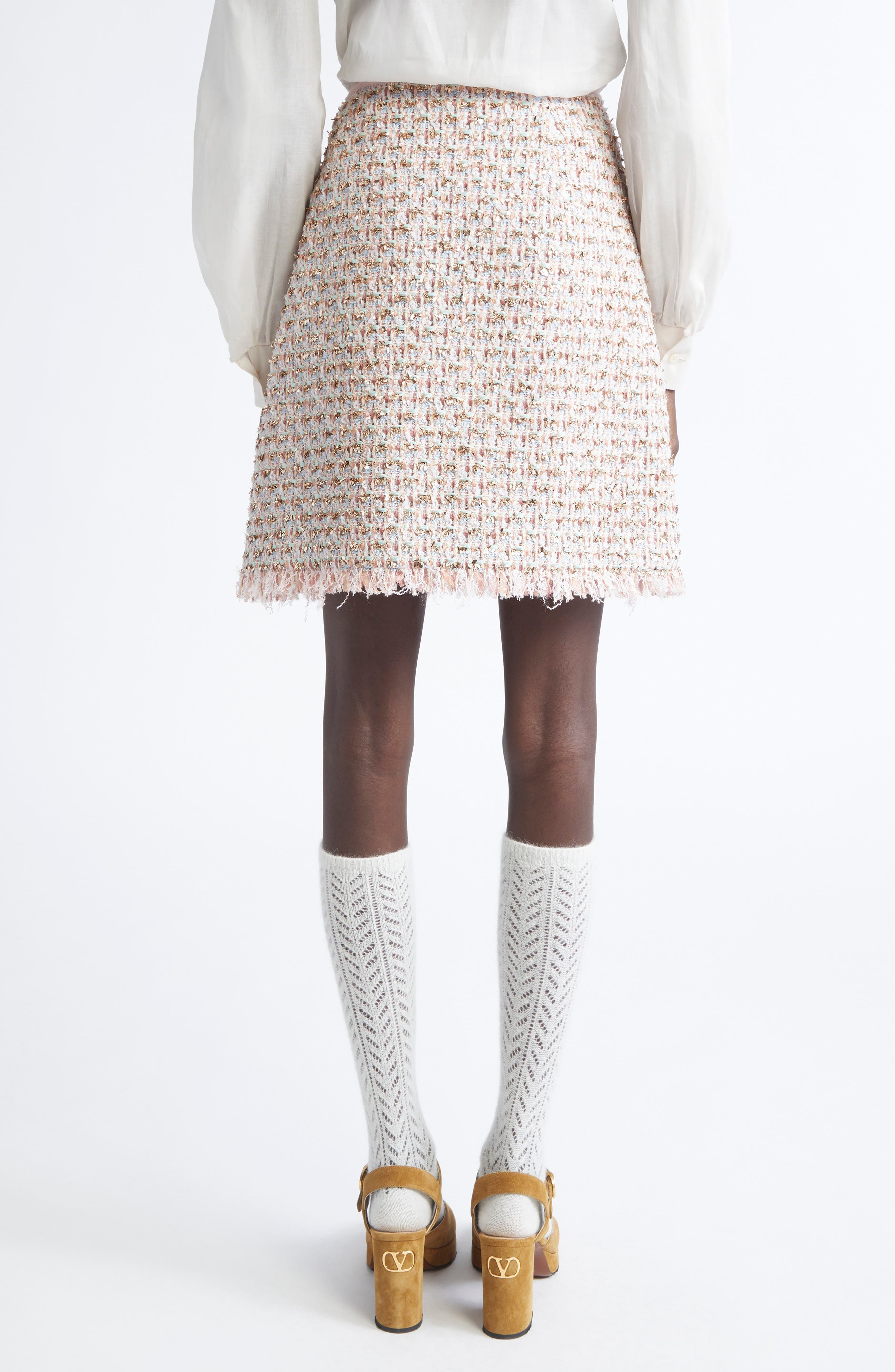 Valentino Garavani Crystal Embellished Ribbon Tweed Miniskirt in Multi at Nordstrom - 3