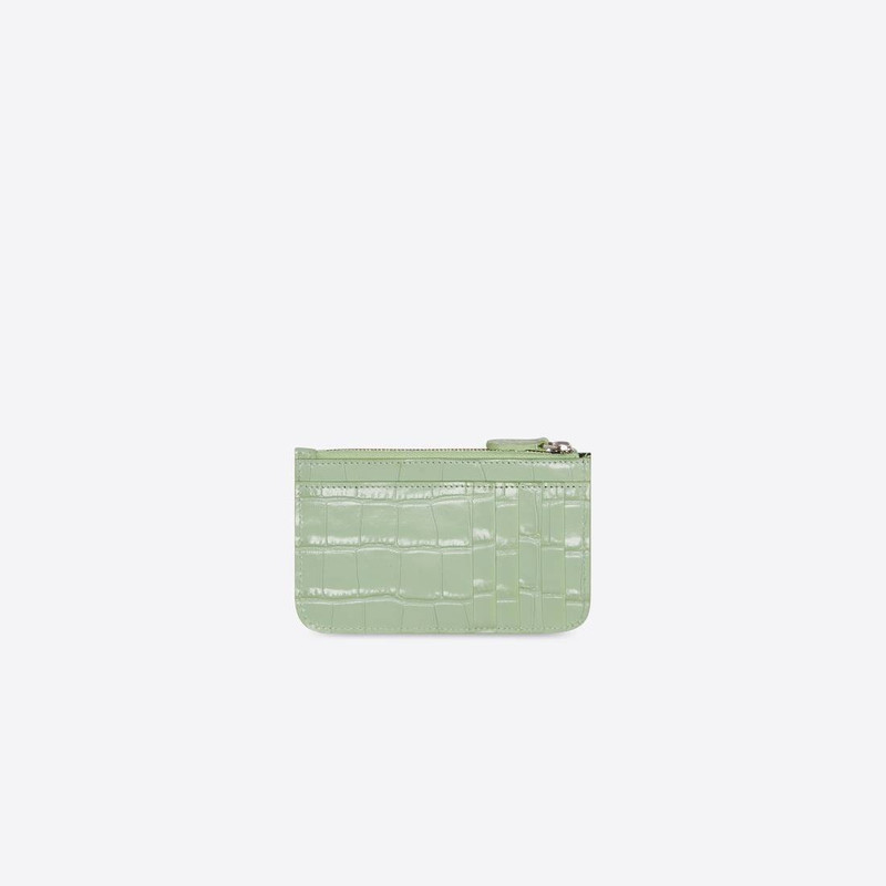 BALENCIAGA Women's Cash Large Long Coin And Card Holder in Light Green outlook