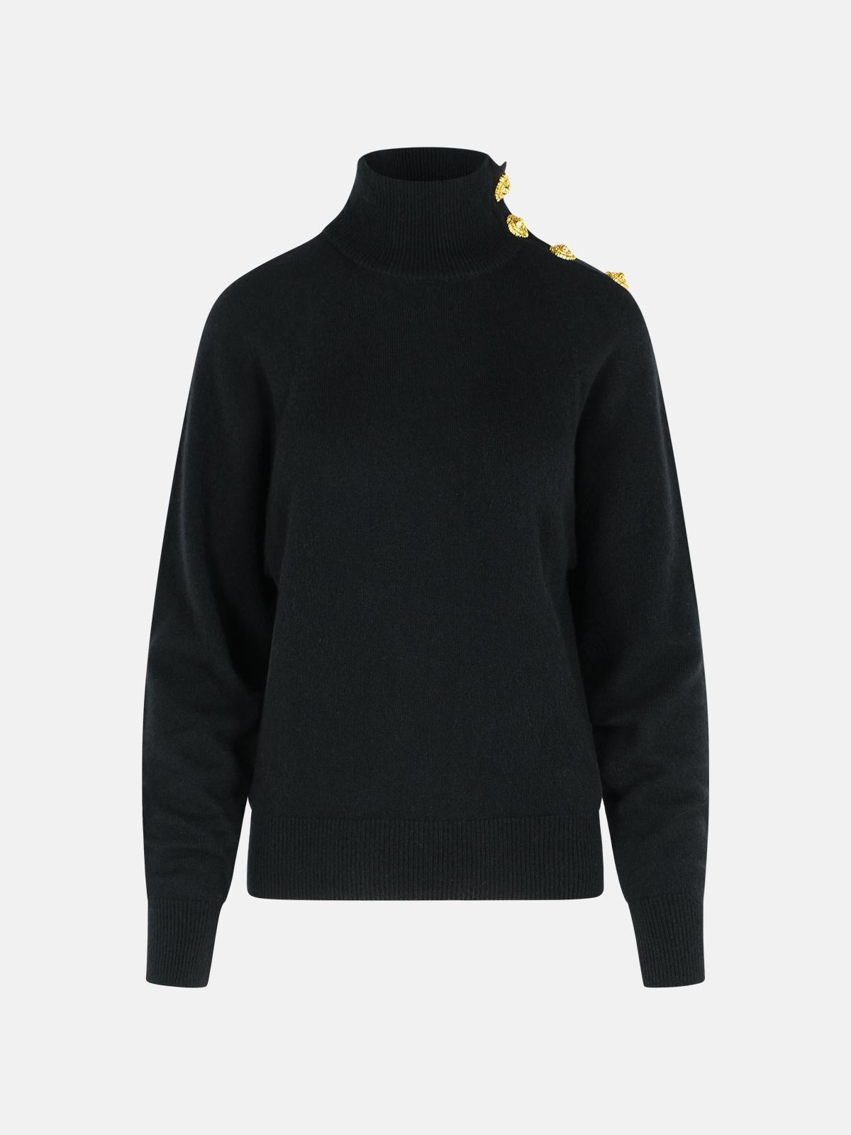 TURTLENECK SWEATER IN VIRGIN WOOL AND BLACK CASHMERE - 1
