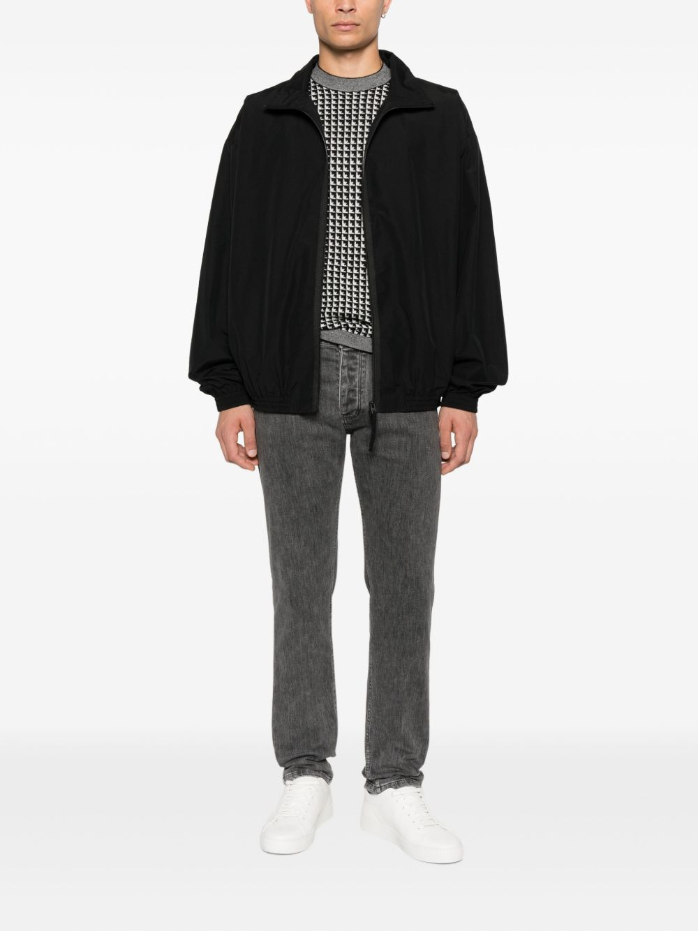 geometric-pattern wool sweater - 2