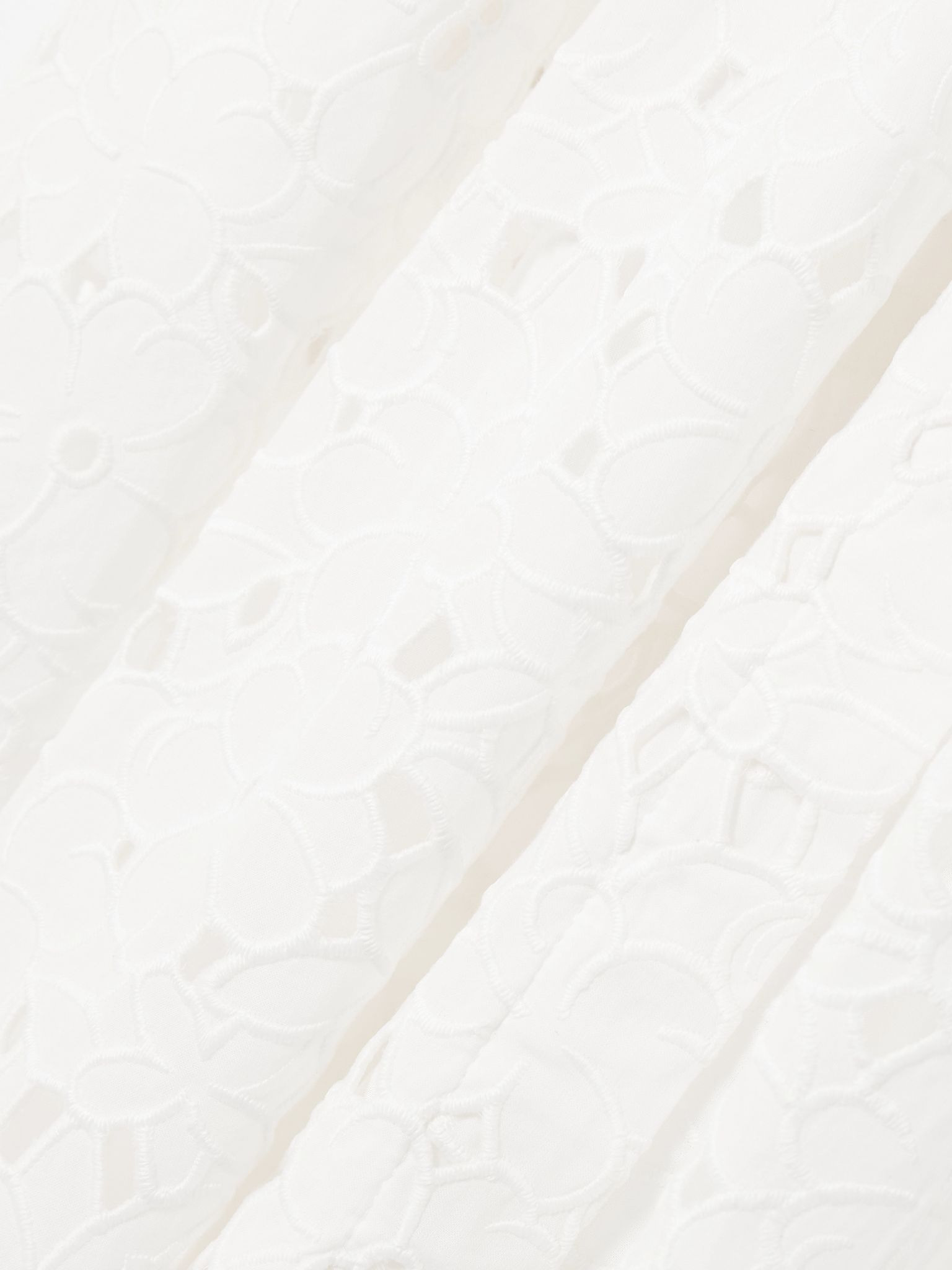 Jazz pleated broderie anglaise cotton midi shirt dress White - 4
