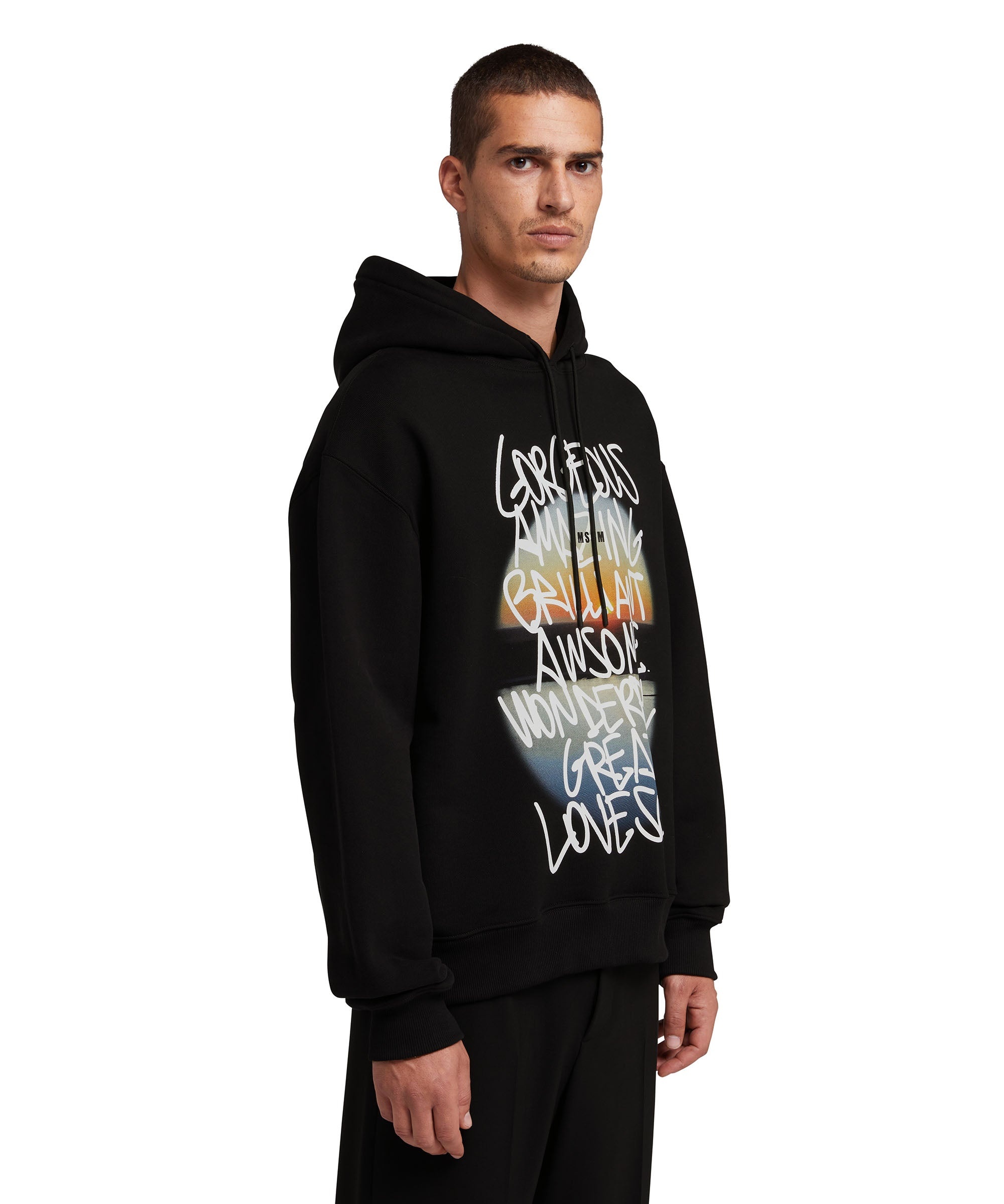 Hooded sweatshirt with "Gorgeous amazing awesome sunset" graphic - 4