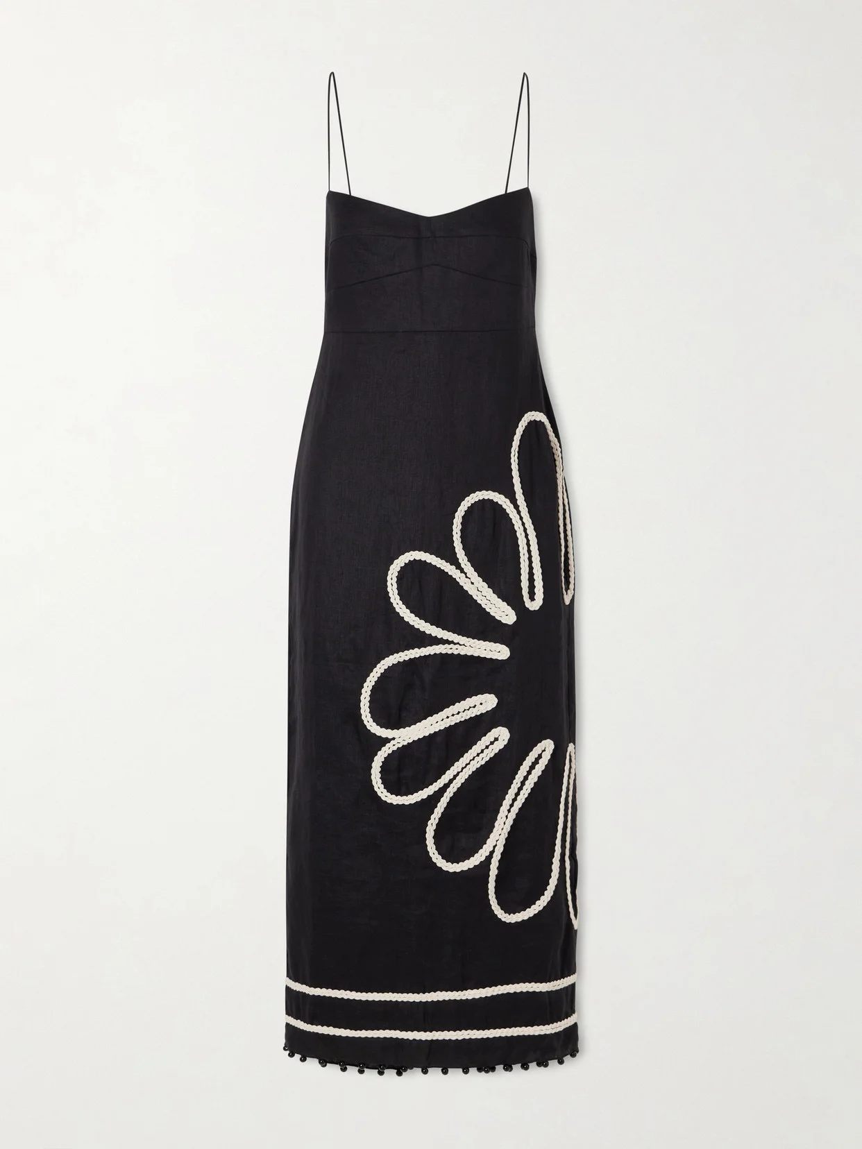 Paloma Bead-embellsihed Embroidered Linen Midi Dress - 1