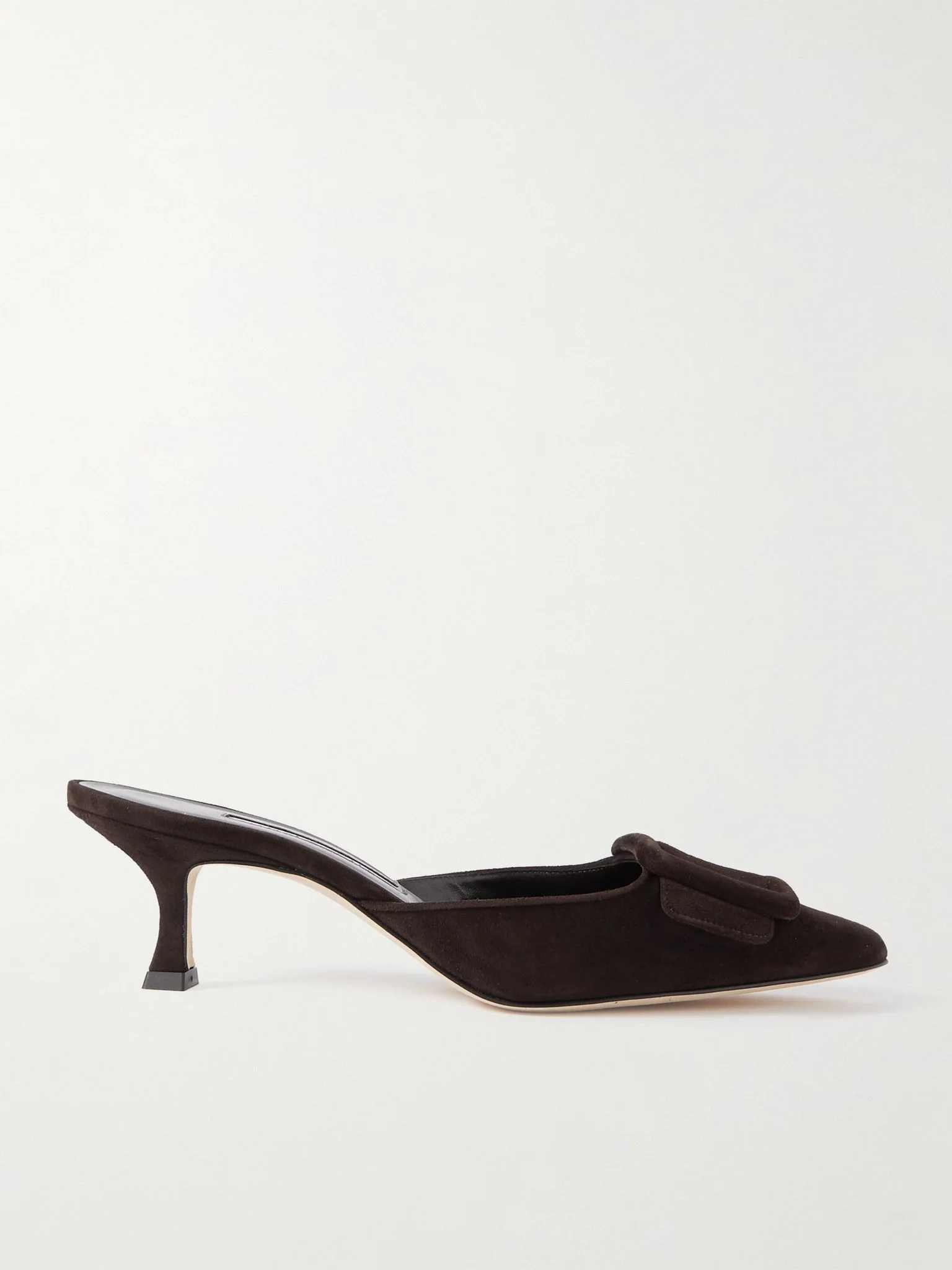 Maysale 50 buckled suede mules Dark brown - 1