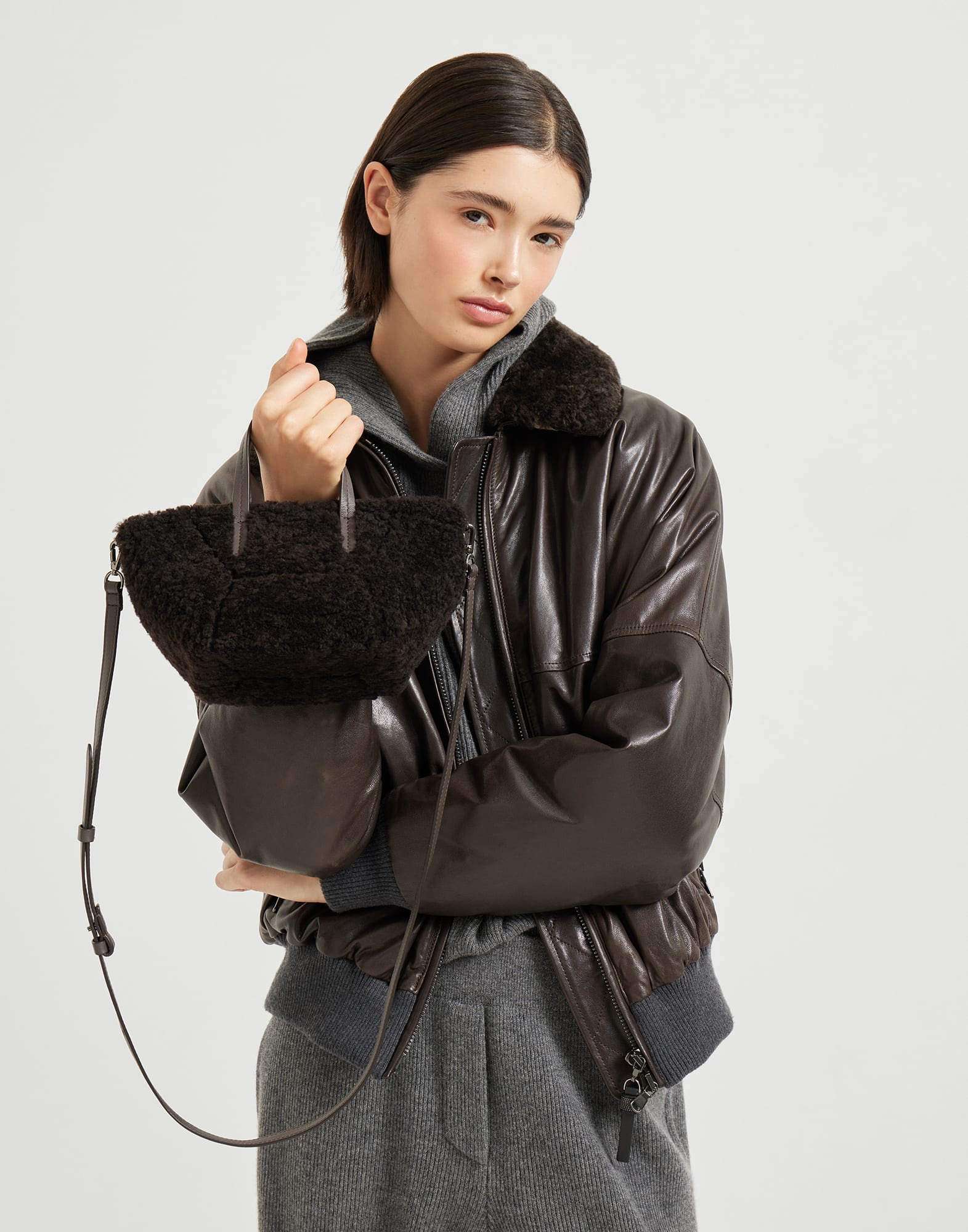 BC Duo mini bag in curly shearling with monili - 4