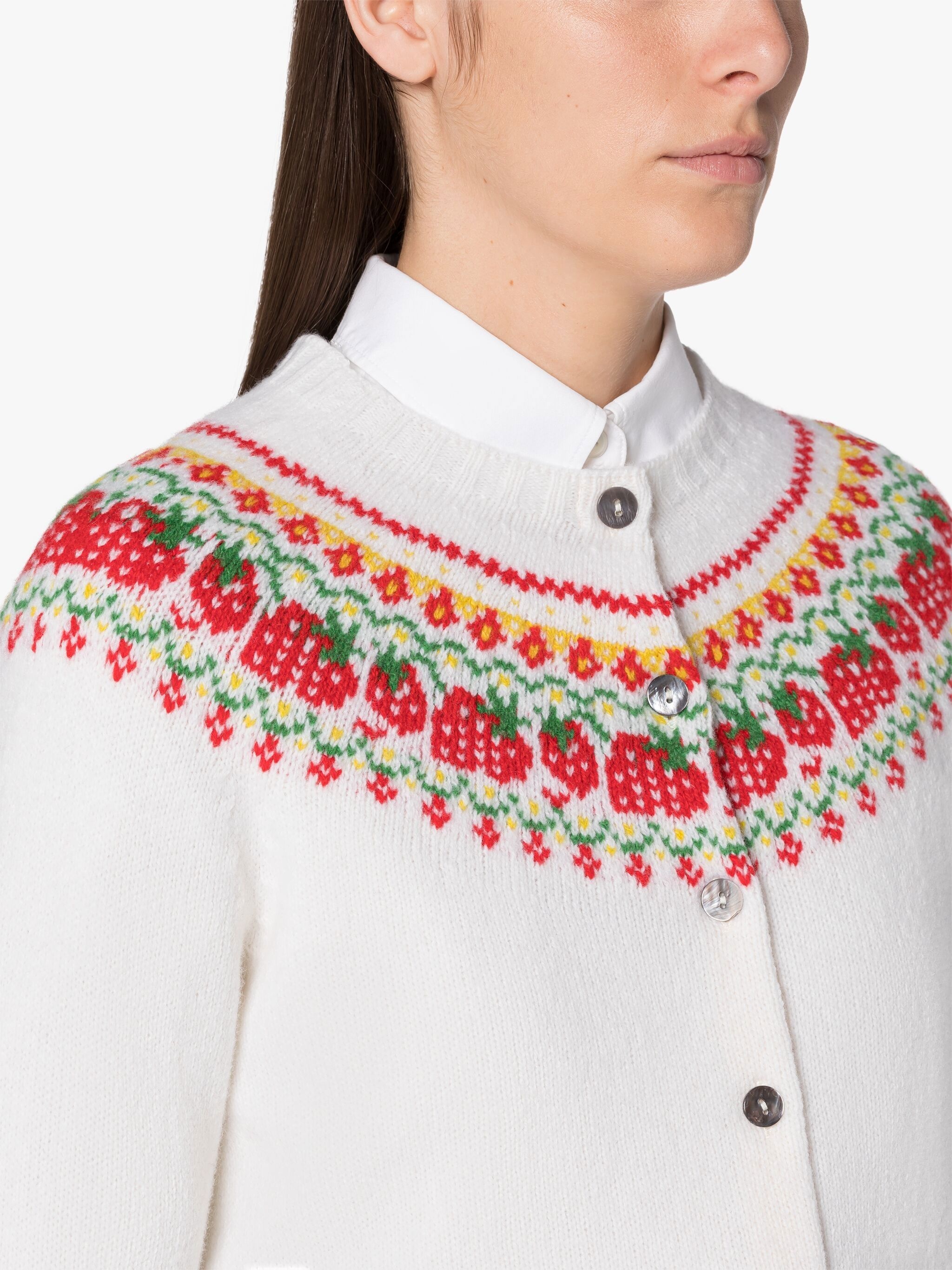 KILLIAN ICE WHITE WOOL FAIR ISLE CARDIGAN - 5