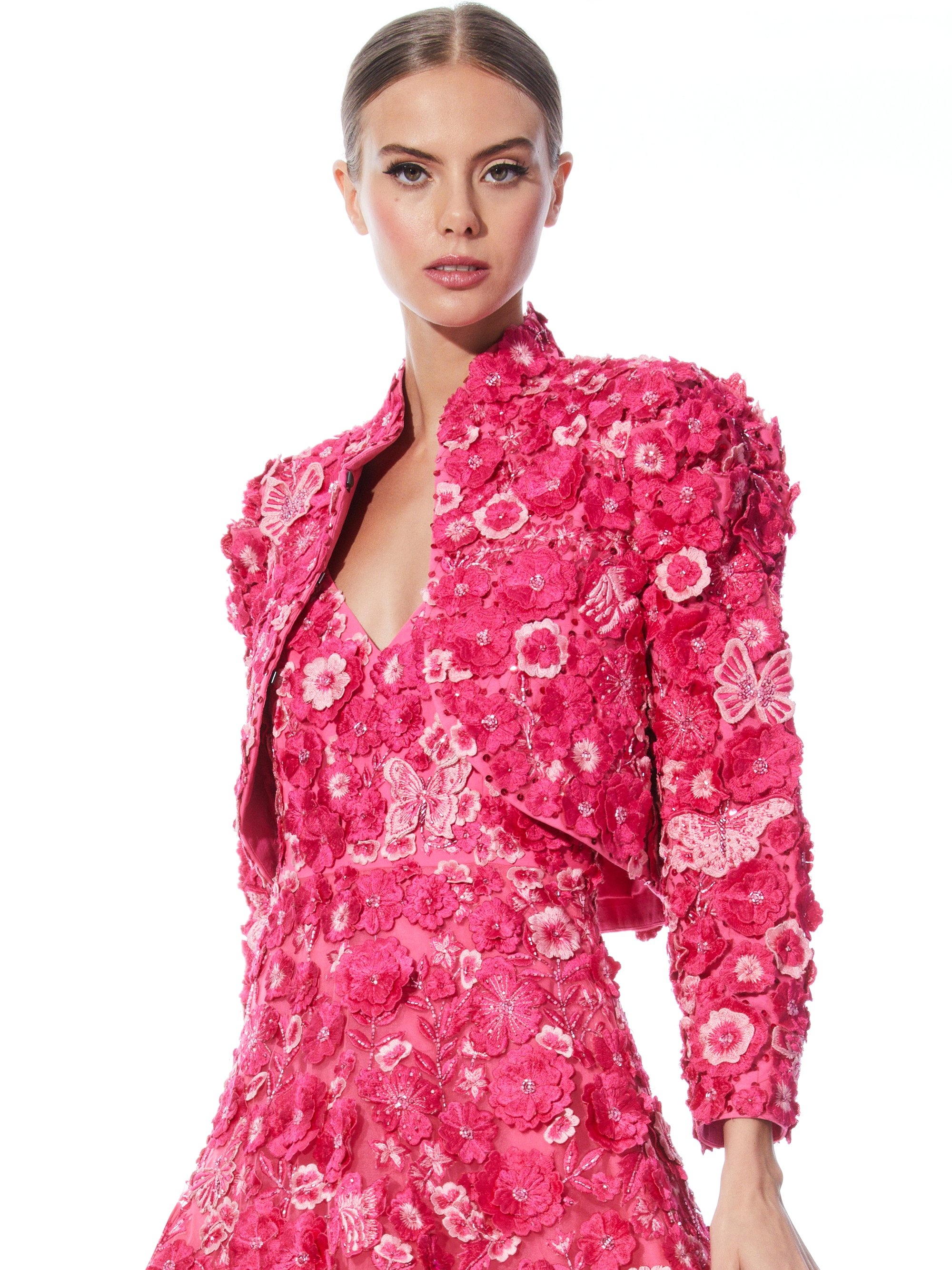 LORNA CROPPED FLORAL APPLIQUE JACKET - 2