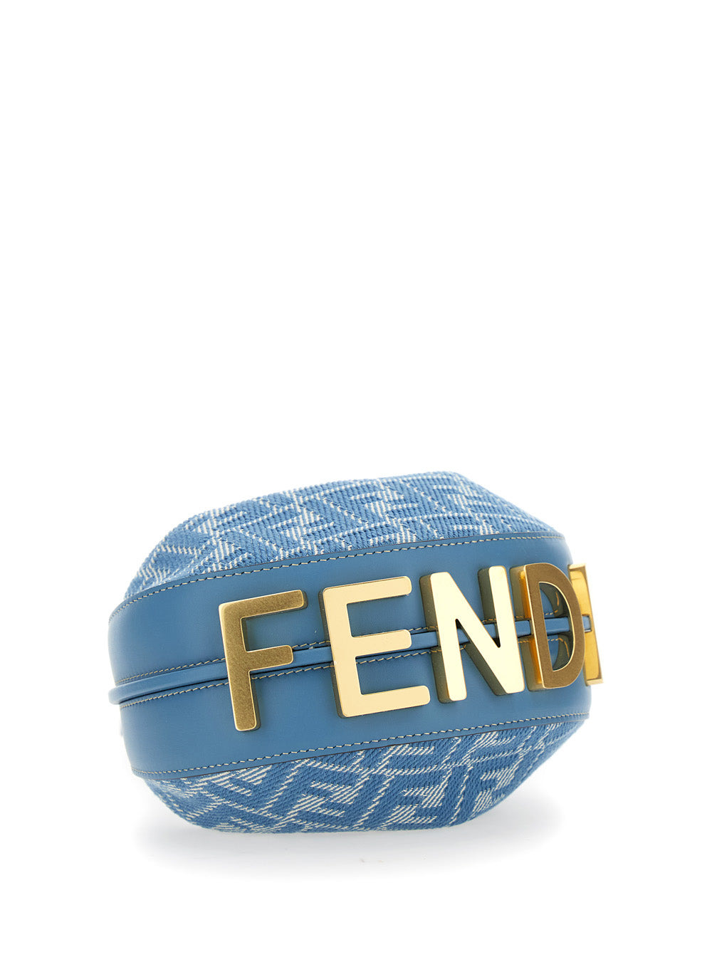 Fendi Women 'Fendigraphy' Blue Mini Bag With All-Over Ff Motif And Metal Lettering Logo On The Botto - 5