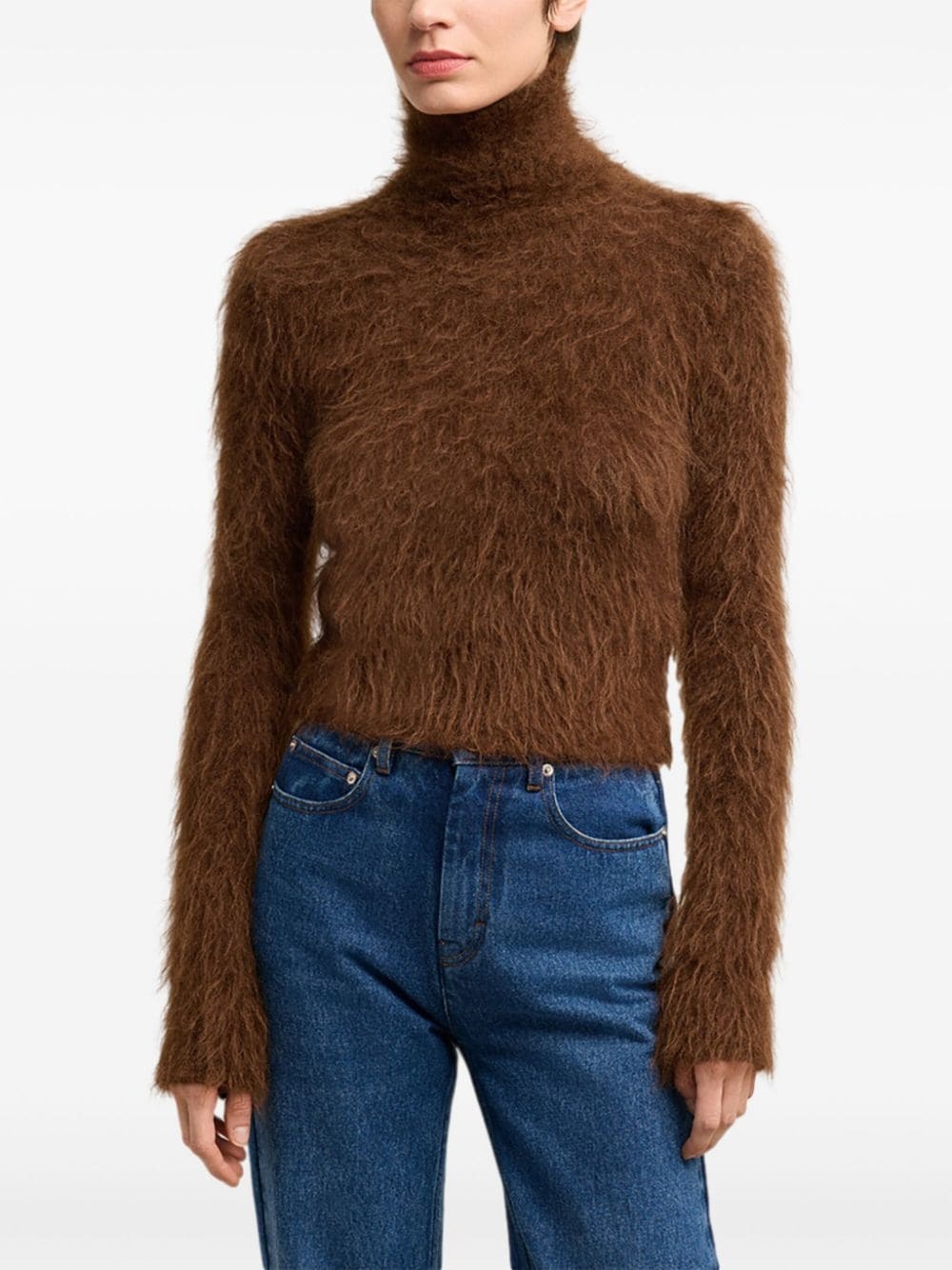 brushed-effect roll-neck jumper - 5