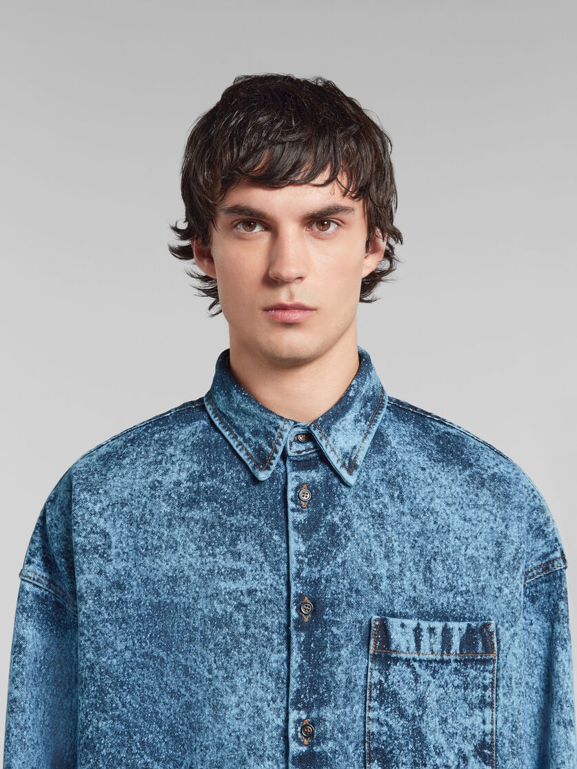 BLUE MARBLE-DYED DENIM SHIRT - 4