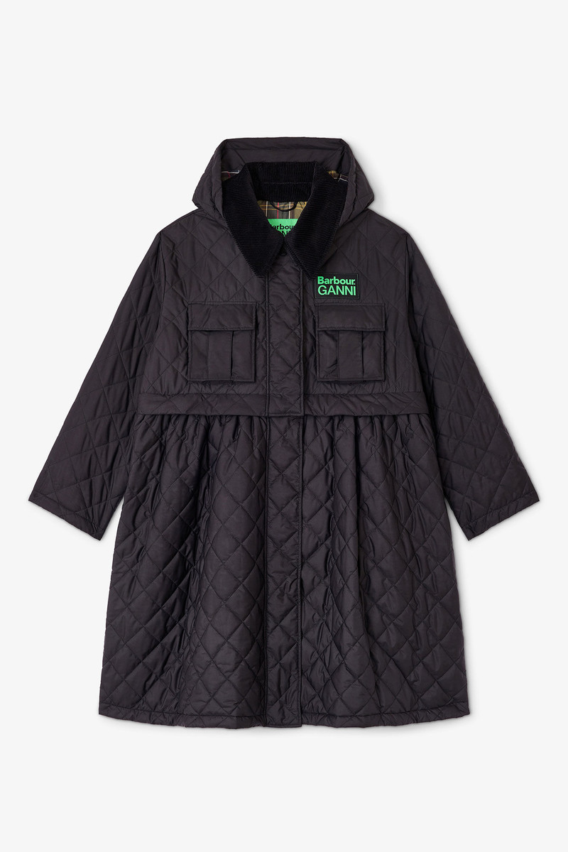 QUILTED LONG COAT IN BLACK 1