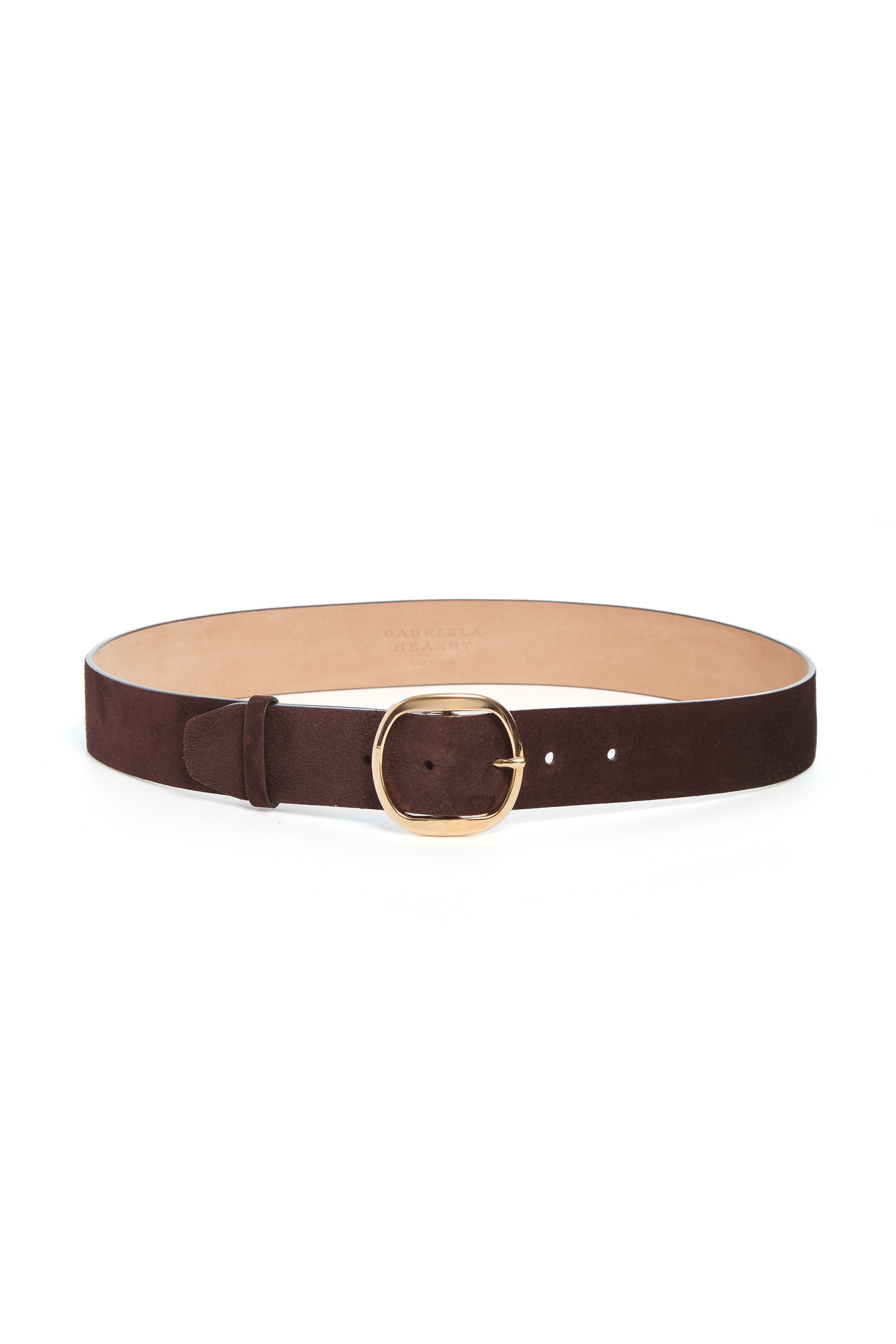 Elster Buckle Belt in Dark Brown Suede - 1