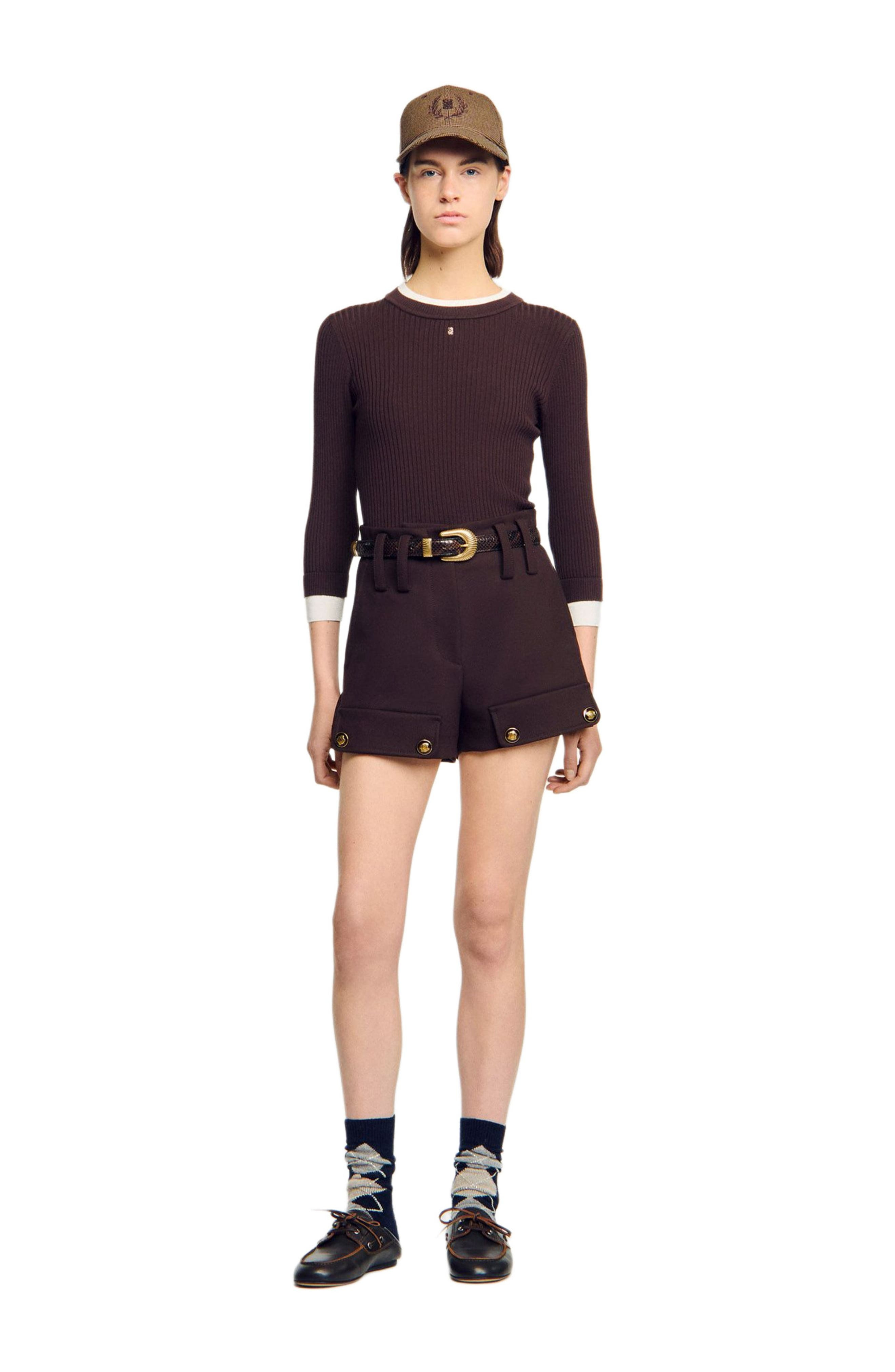 SANDRO 2-in-1 mixed wool sweater in Brown at Nordstrom - 6