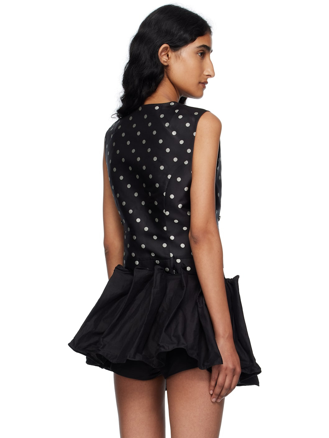 Black Polka Dot Trouser Detail Vest - 3