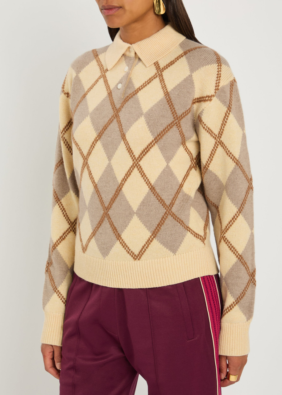 Guest In Residence Collegiate Argyle Wool-blend Polo Jumper - 2