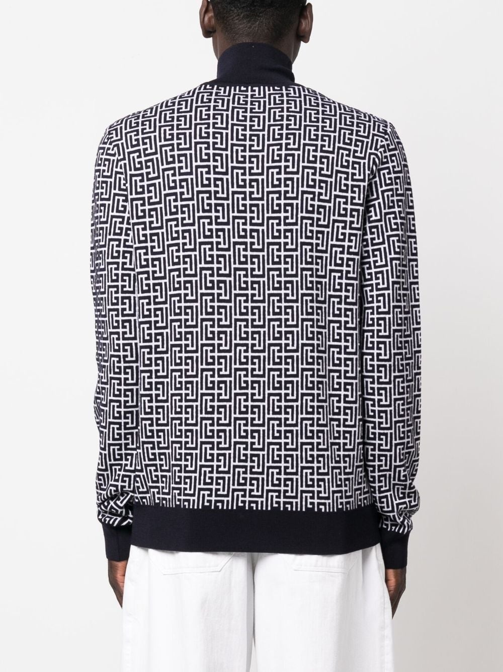 monogram-intarsia roll-neck jumper - 4