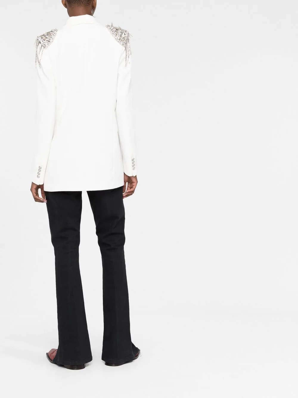 crystal-embellished double-breasted blazer - 4