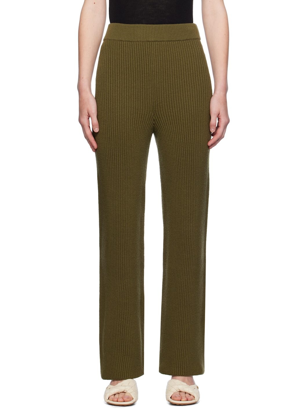 Khaki Wool Trousers - 1