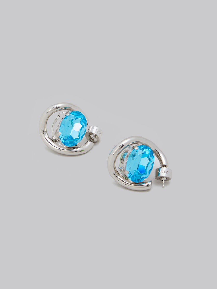 BLUE AND GREEN RHINESTONE TWISTED HOOP EARRINGS - 4