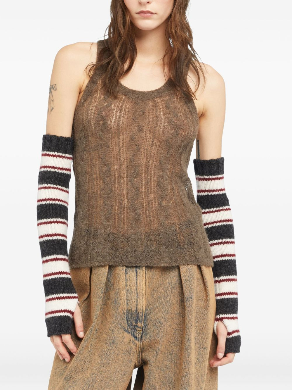 striped fingerless gloves - 2
