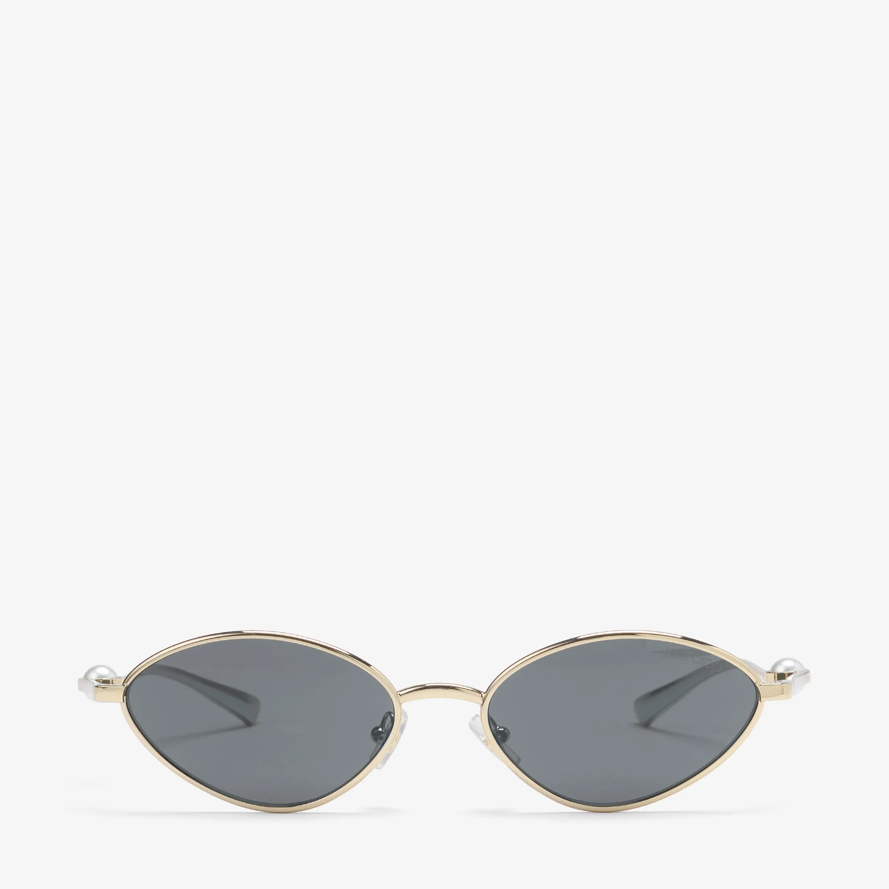 Ina Pale Gold Metal Cat-Eye Sunglasses with Grey Lenses - 1